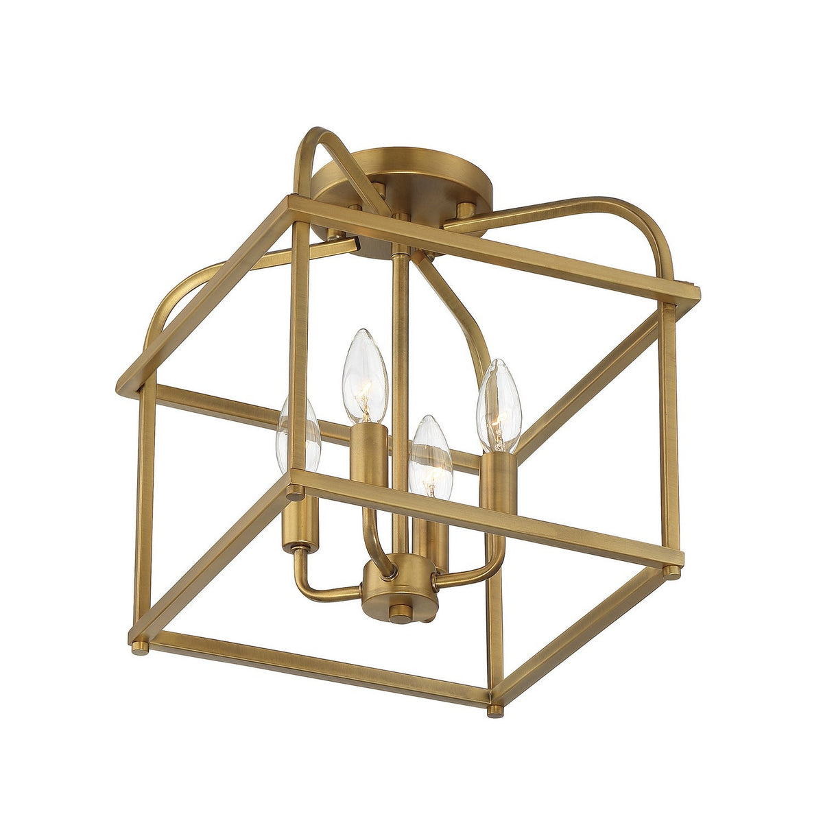Meridian - M60061NB - Four Light Semi-Flush Mount - Natural Brass