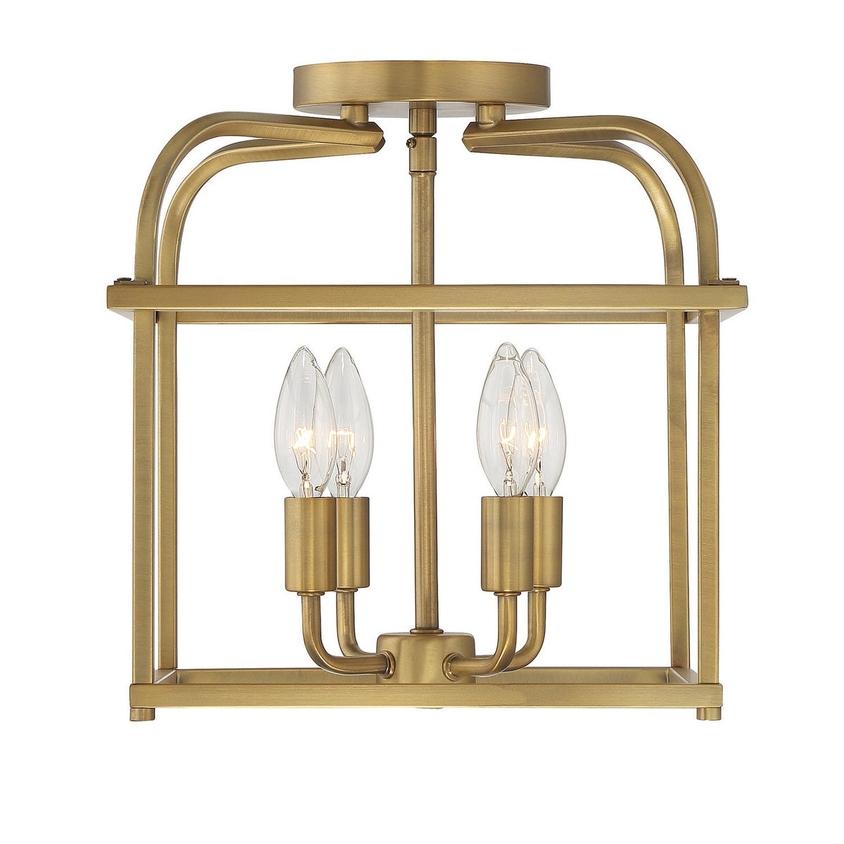 Meridian - M60061NB - Four Light Semi-Flush Mount - Natural Brass