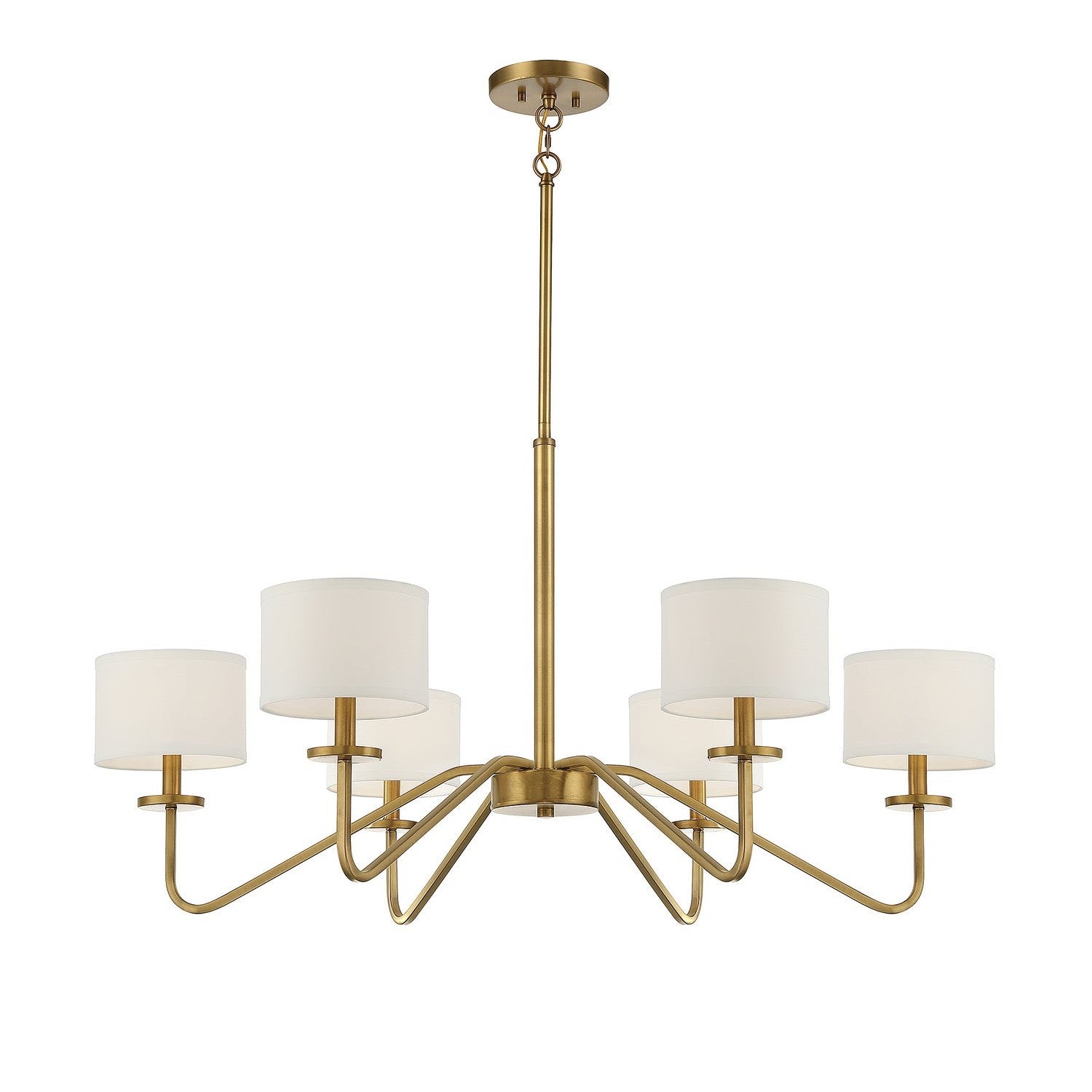 Meridian - M10092NB - Six Light Chandelier - Natural Brass