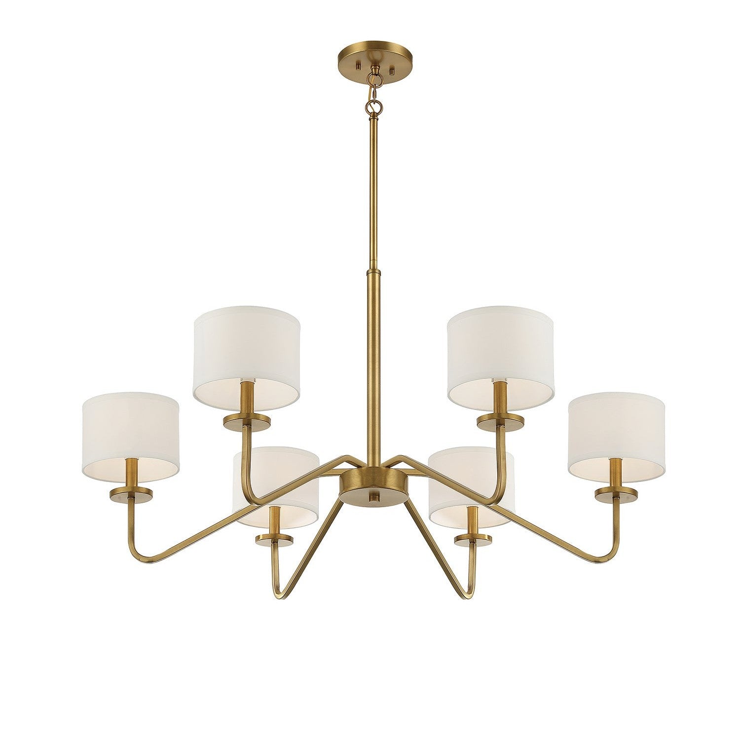 Meridian - M10092NB - Six Light Chandelier - Natural Brass