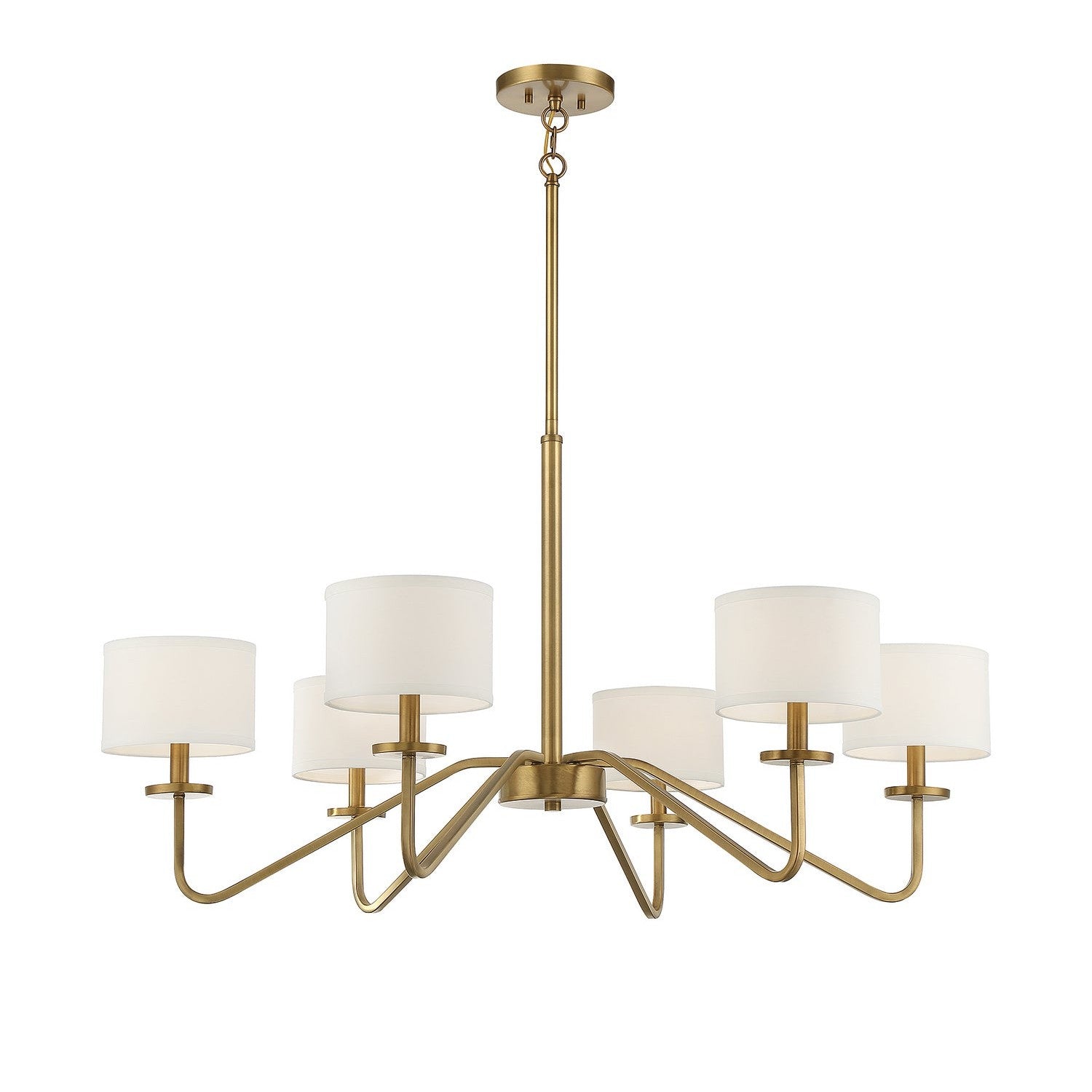 Meridian - M10092NB - Six Light Chandelier - Natural Brass
