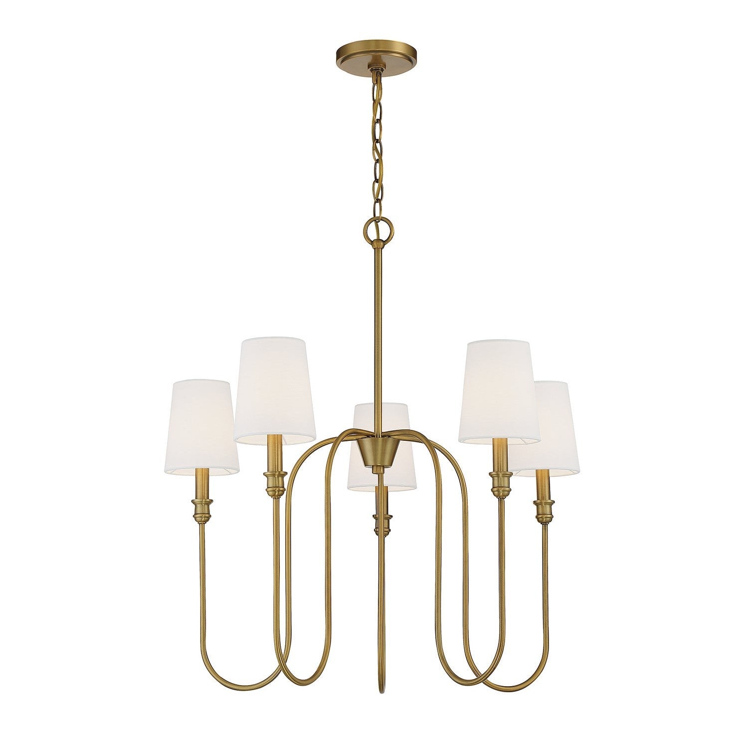 Meridian - M10077NB - Five Light Chandelier - Natural Brass