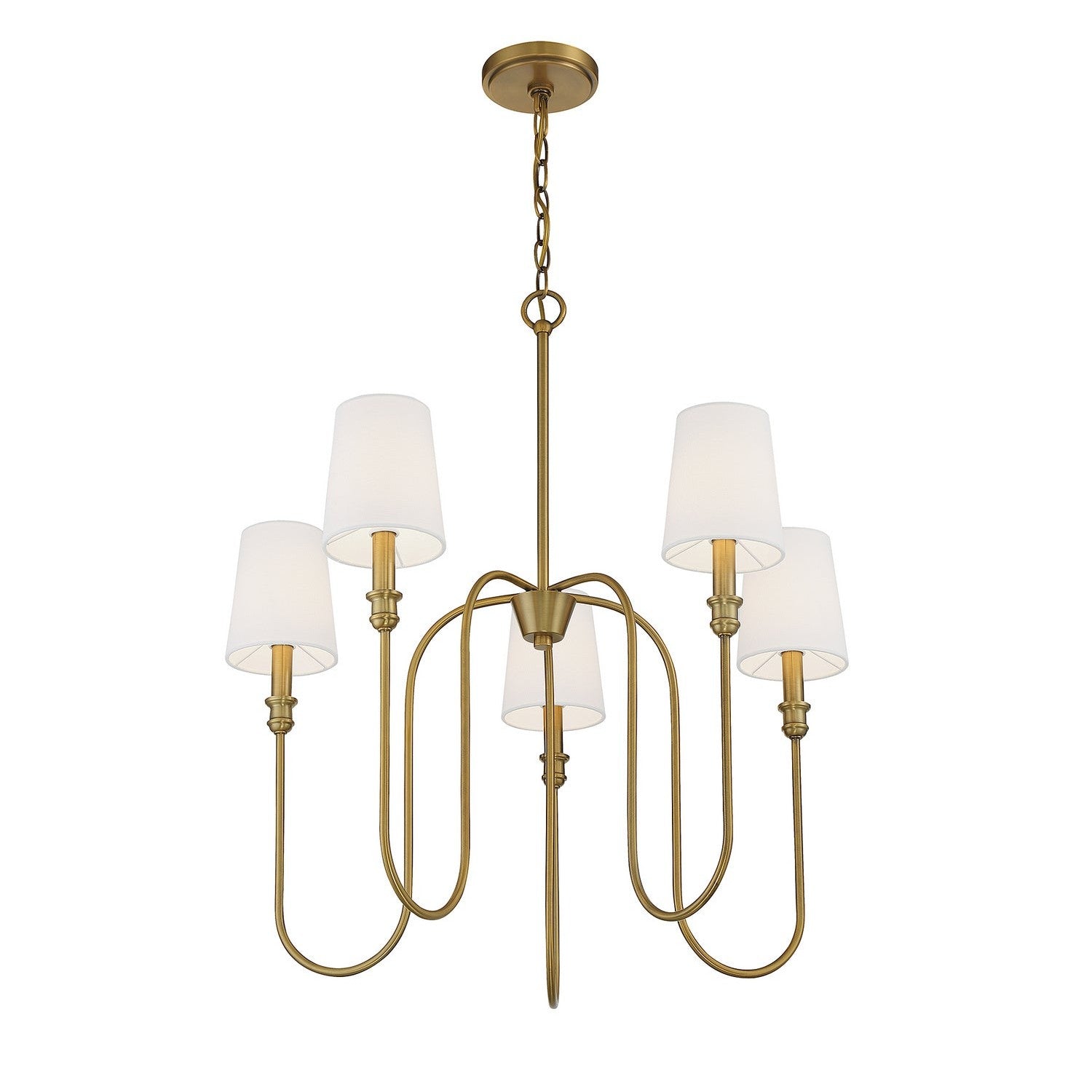 Meridian - M10077NB - Five Light Chandelier - Natural Brass