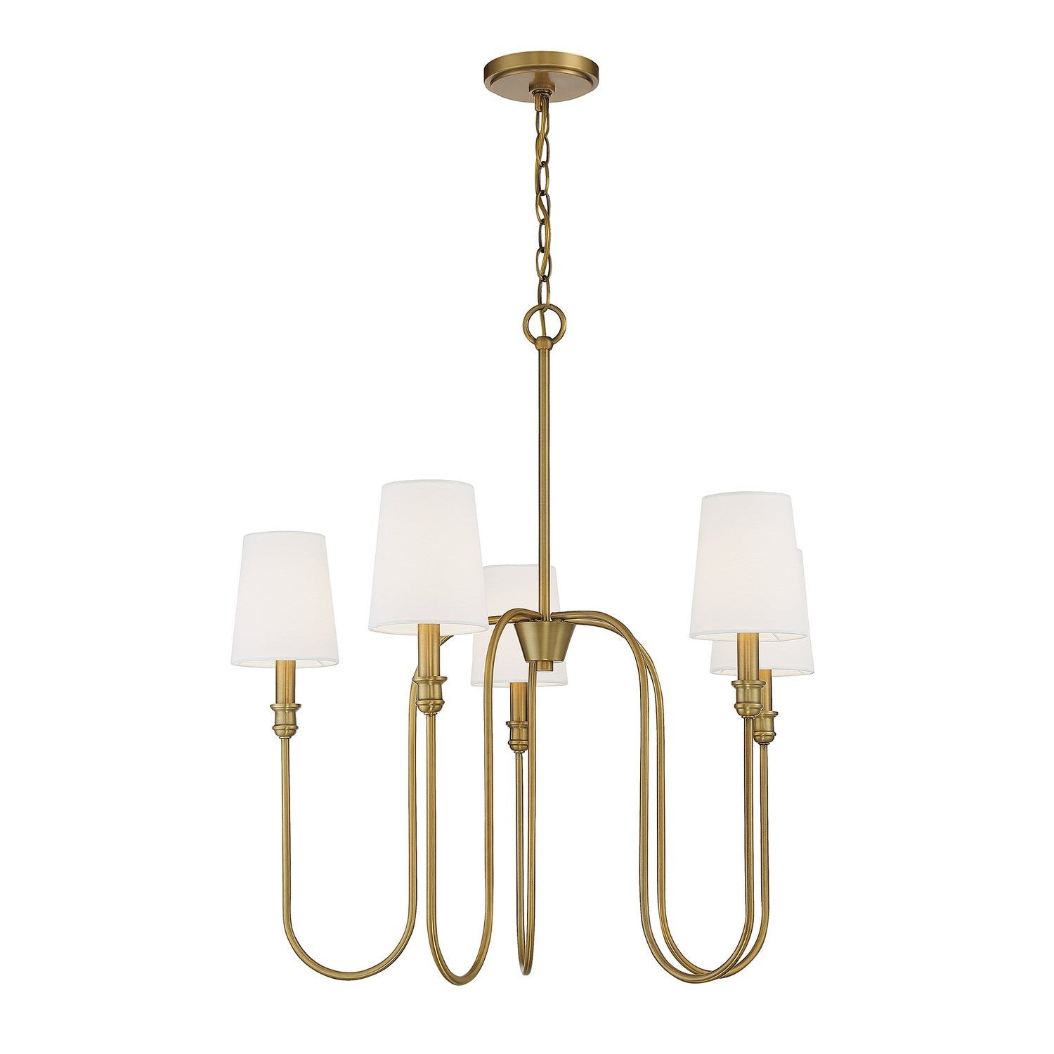 Meridian - M10077NB - Five Light Chandelier - Natural Brass