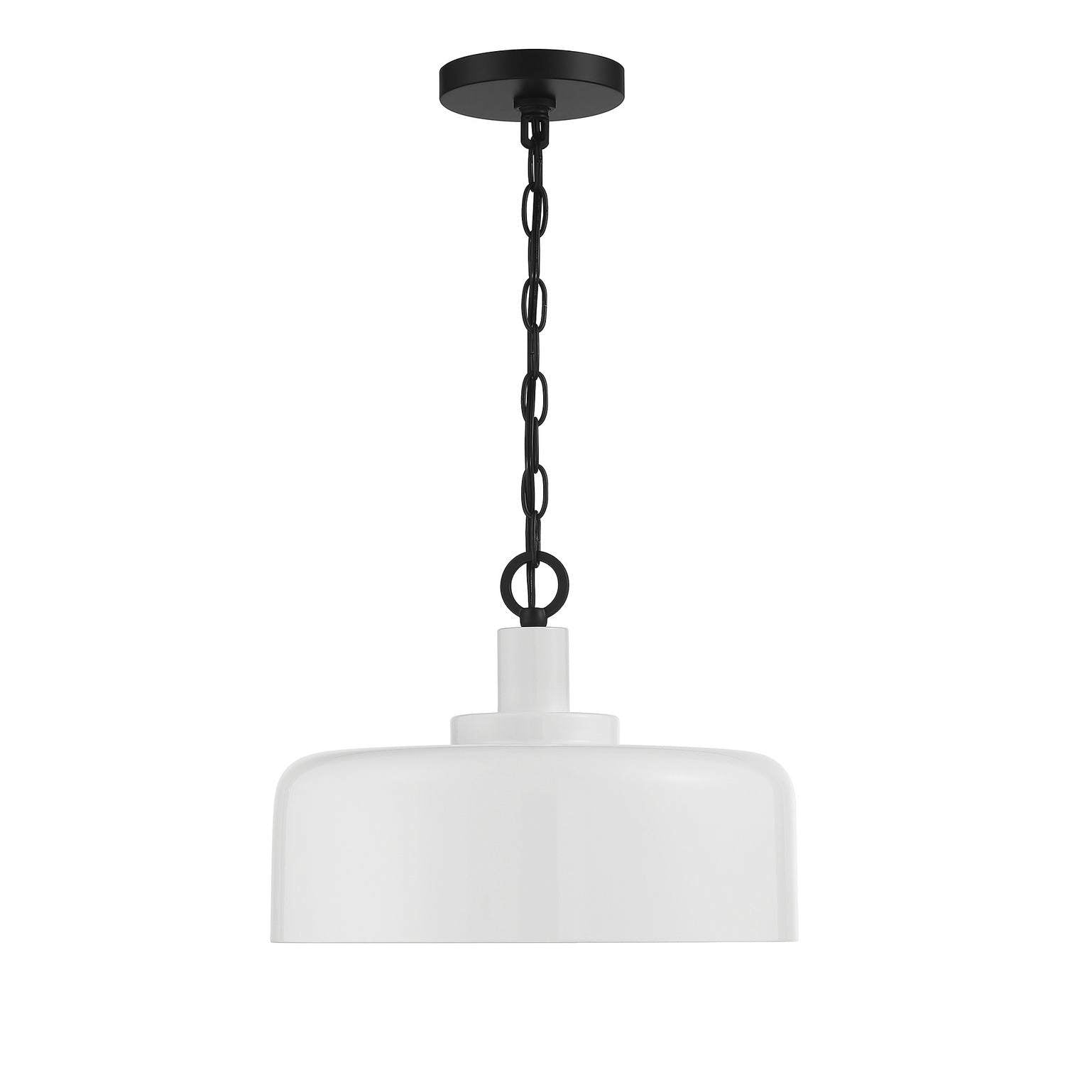 Meridian - M70103WHBK - One Light Pendant - White with Black