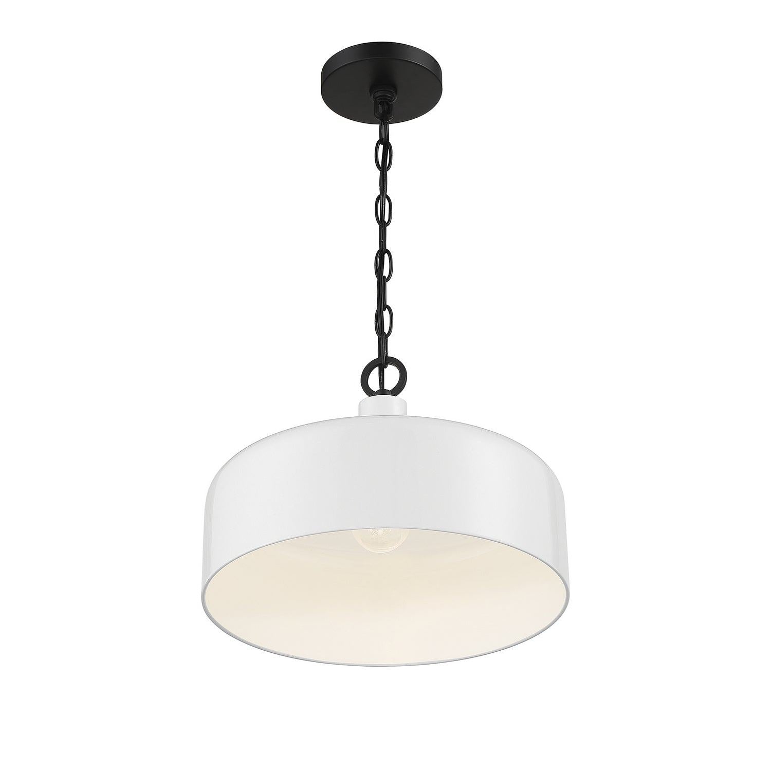 Meridian - M70103WHBK - One Light Pendant - White with Black