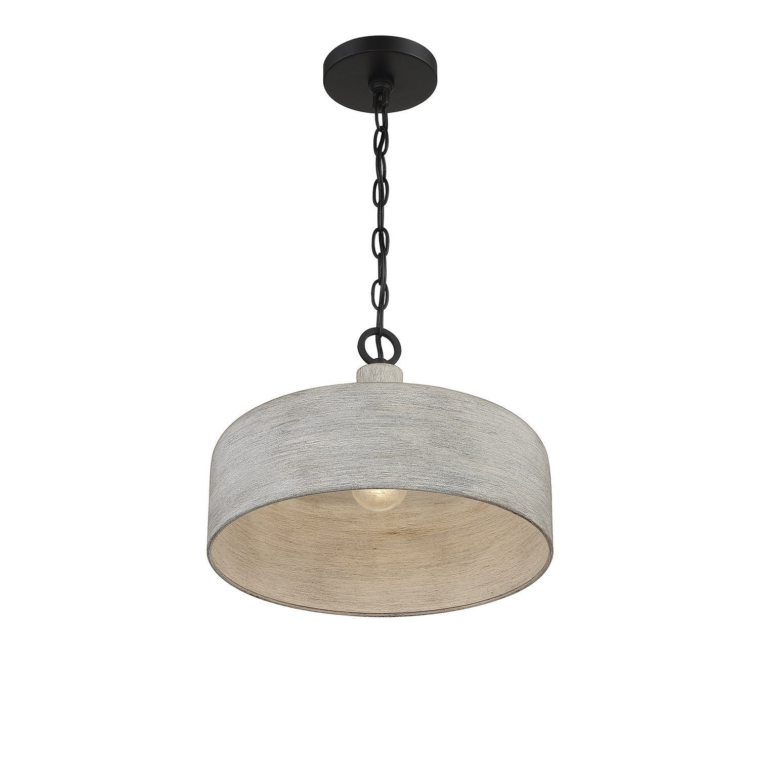 Meridian - M70103WGBK - One Light Pendant - Weathered Gray with Black