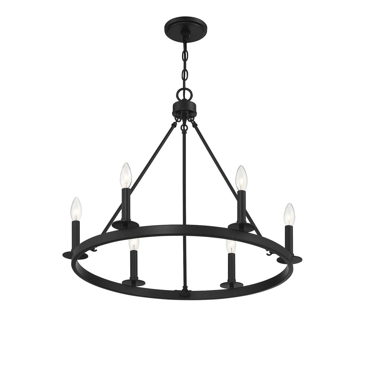 Meridian - M10093MBK - Six Light Chandelier - Matte Black