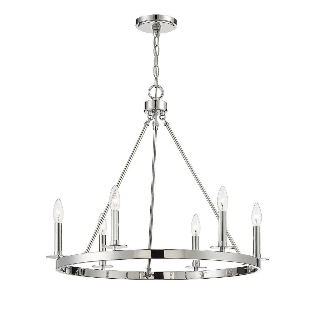 Meridian - M10093PN - Six Light Chandelier - Polished Nickel