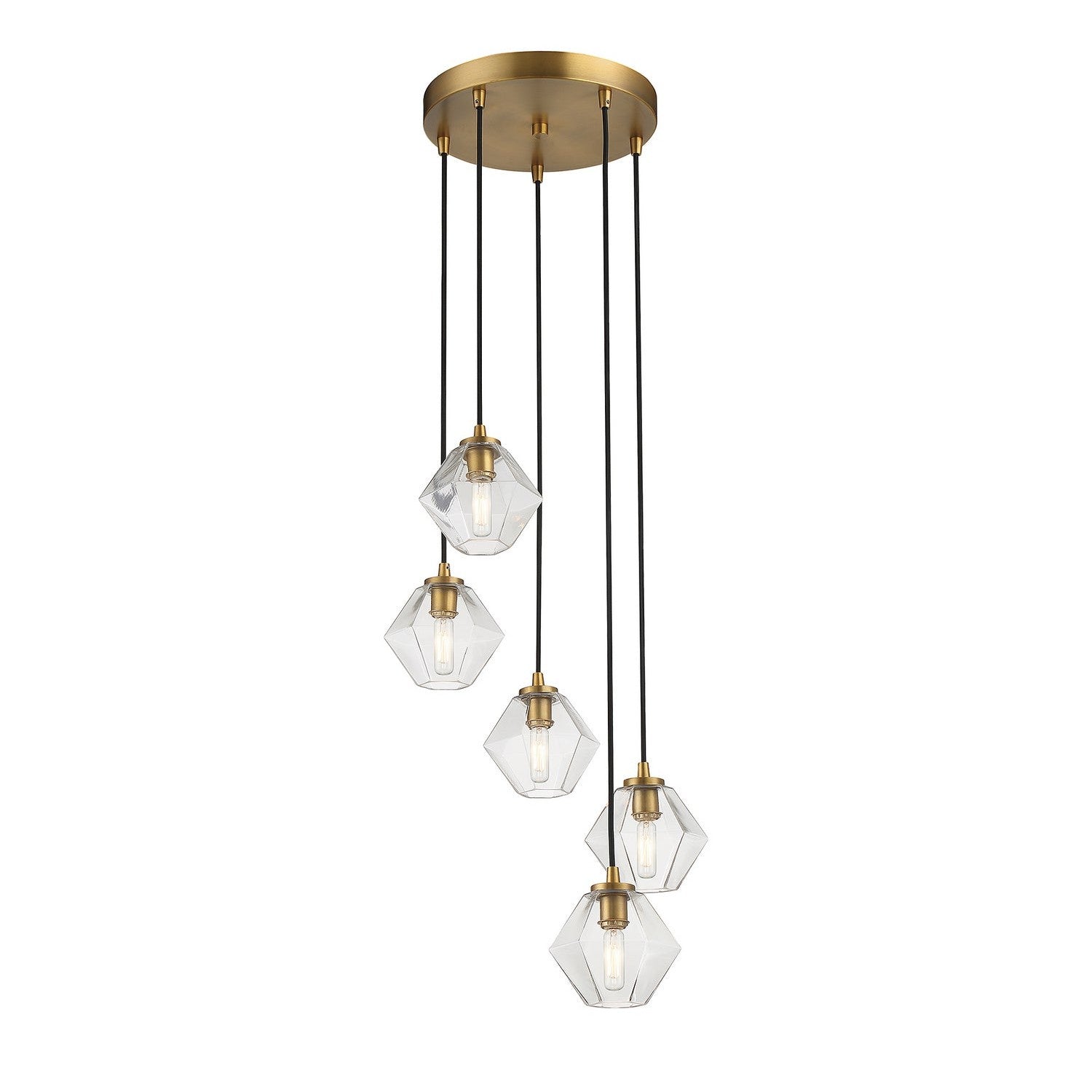Meridian - M10095NB - Five Light Chandelier - Natural Brass
