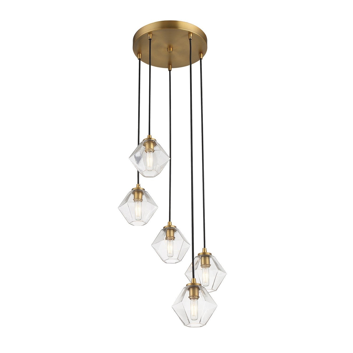 Meridian - M10095NB - Five Light Chandelier - Natural Brass
