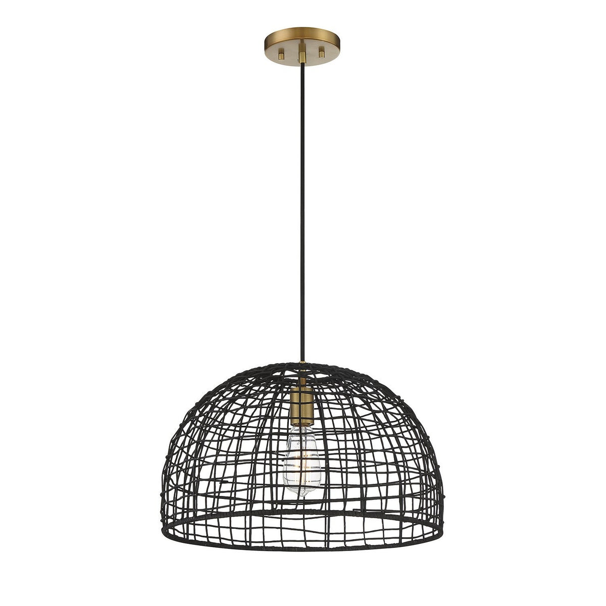 Meridian - M70105BRNB - One Light Pendant - Black with Natural Brass Accents