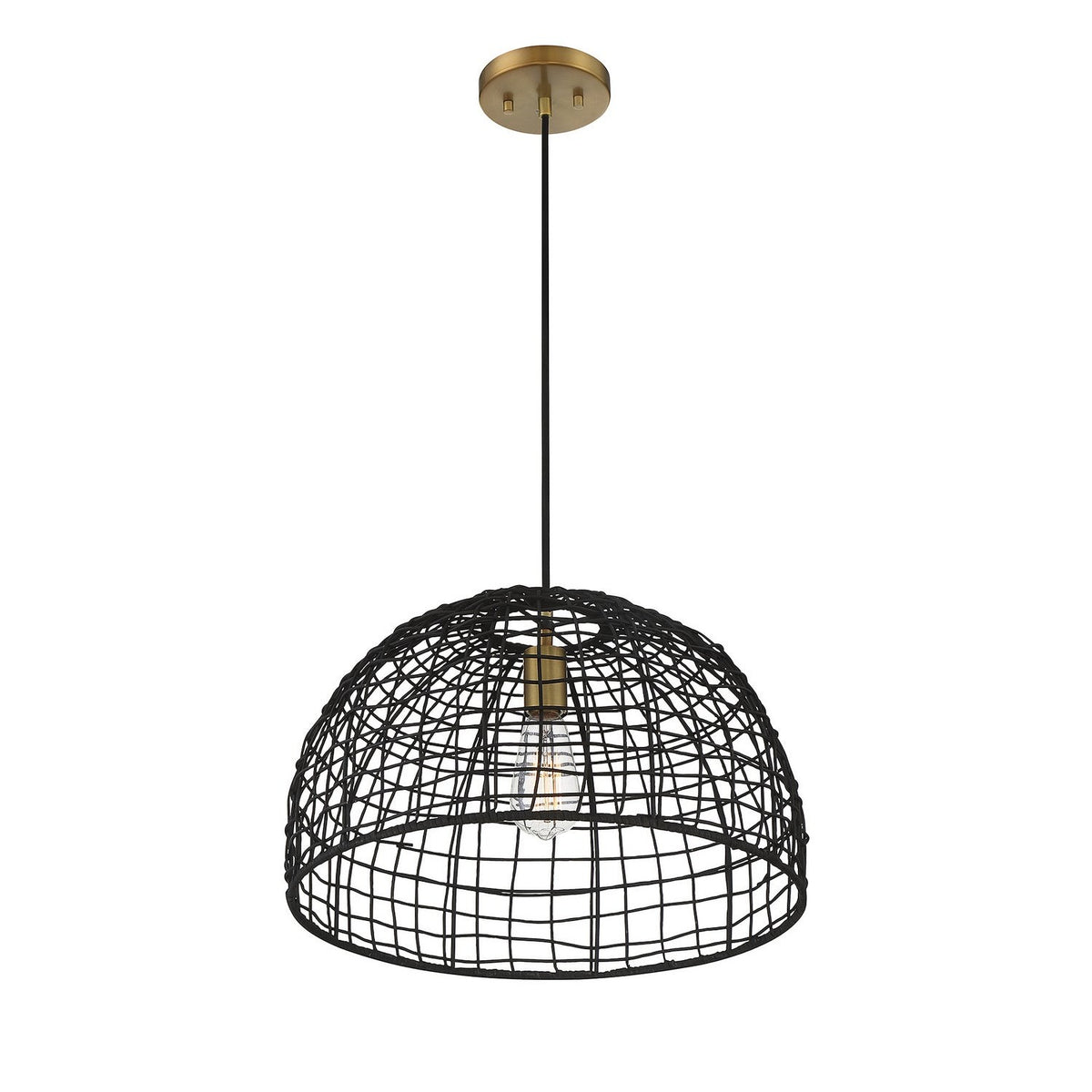 Meridian - M70105BRNB - One Light Pendant - Black with Natural Brass Accents