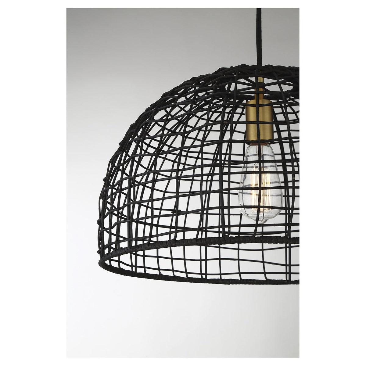 Meridian - M70105BRNB - One Light Pendant - Black with Natural Brass Accents