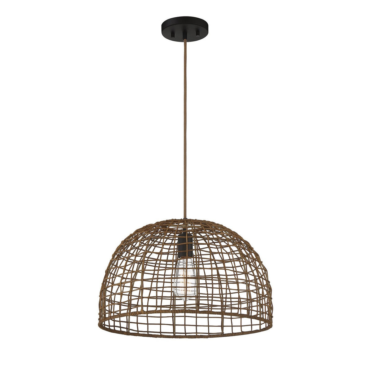 Meridian - M70105DR - One Light Pendant - Dark Rattan with a Dark Brown Socket
