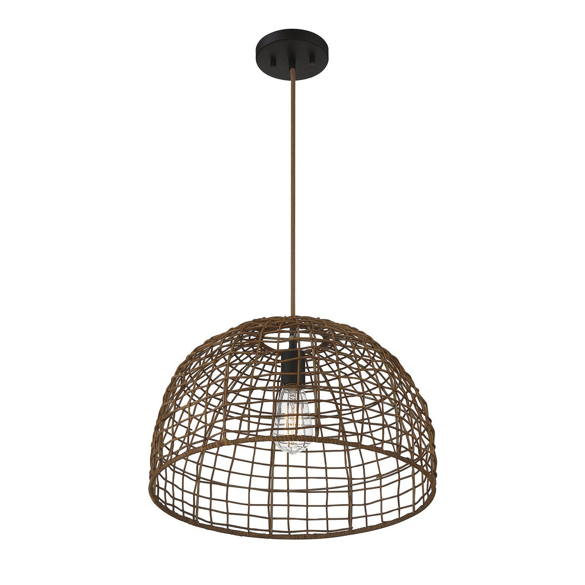 Meridian - M70105DR - One Light Pendant - Dark Rattan with a Dark Brown Socket