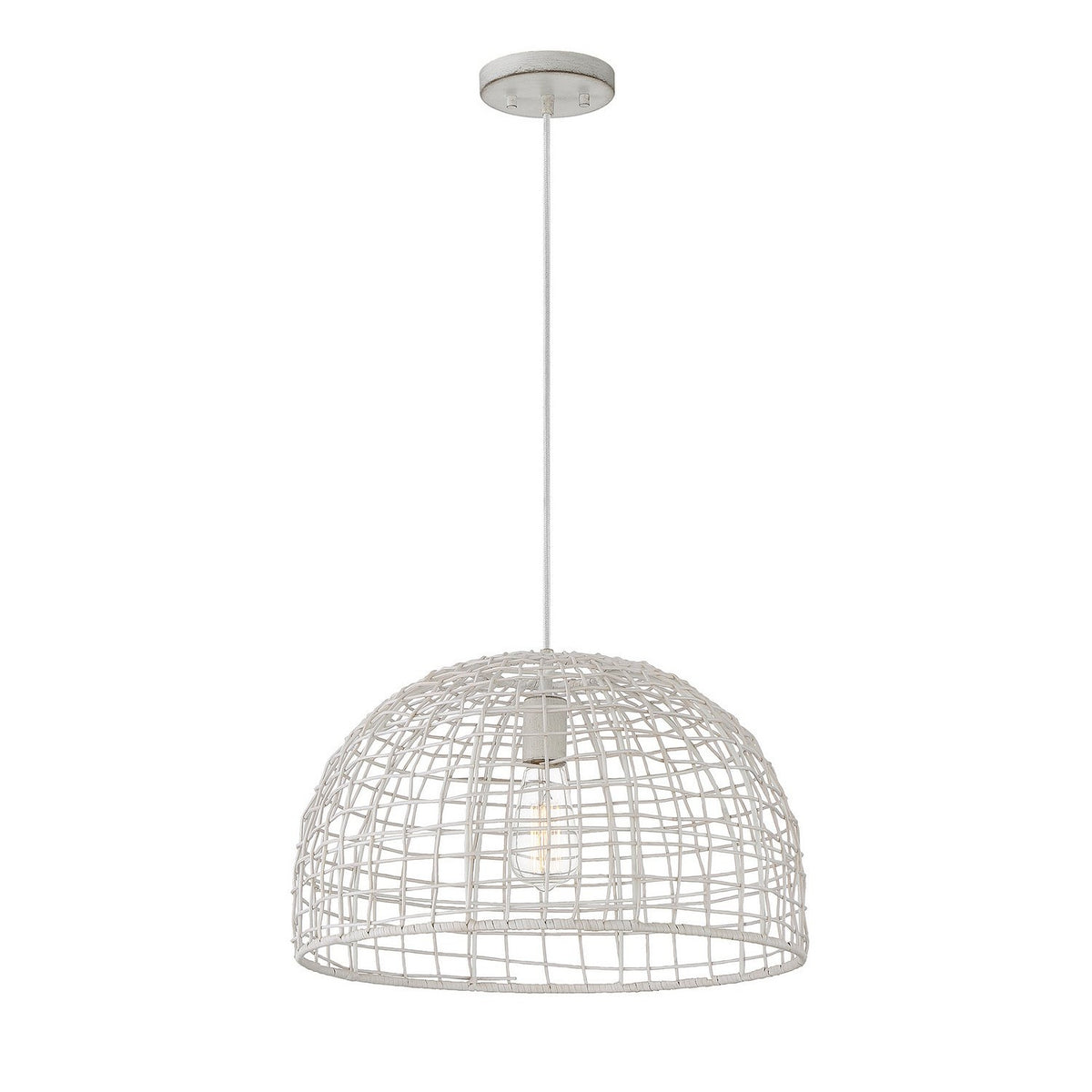 Meridian - M70105WR - One Light Pendant - White Rattan with a White Socket