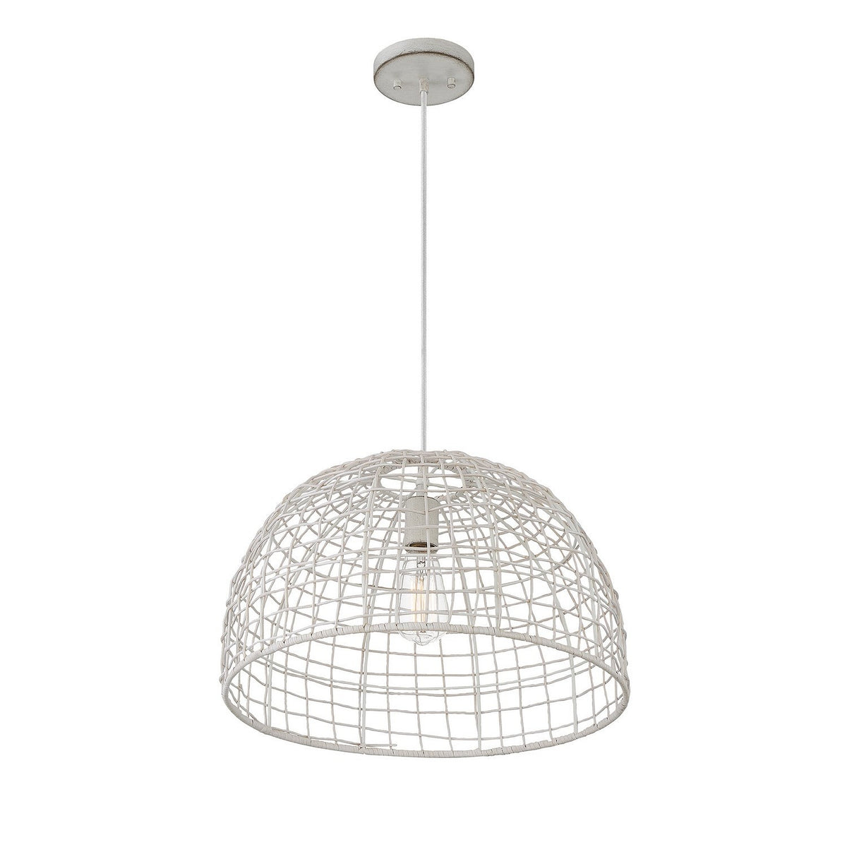 Meridian - M70105WR - One Light Pendant - White Rattan with a White Socket