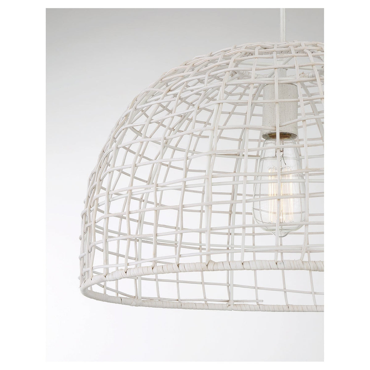 Meridian - M70105WR - One Light Pendant - White Rattan with a White Socket