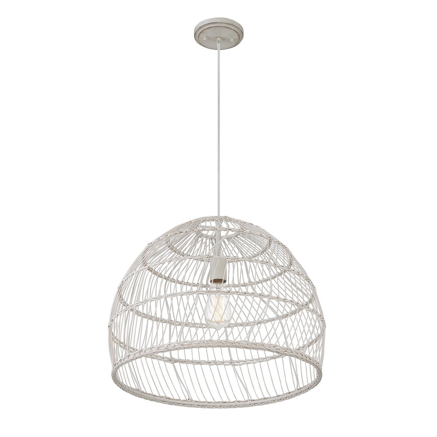 Meridian - M70106WR - One Light Pendant - White Rattan with a White Socket