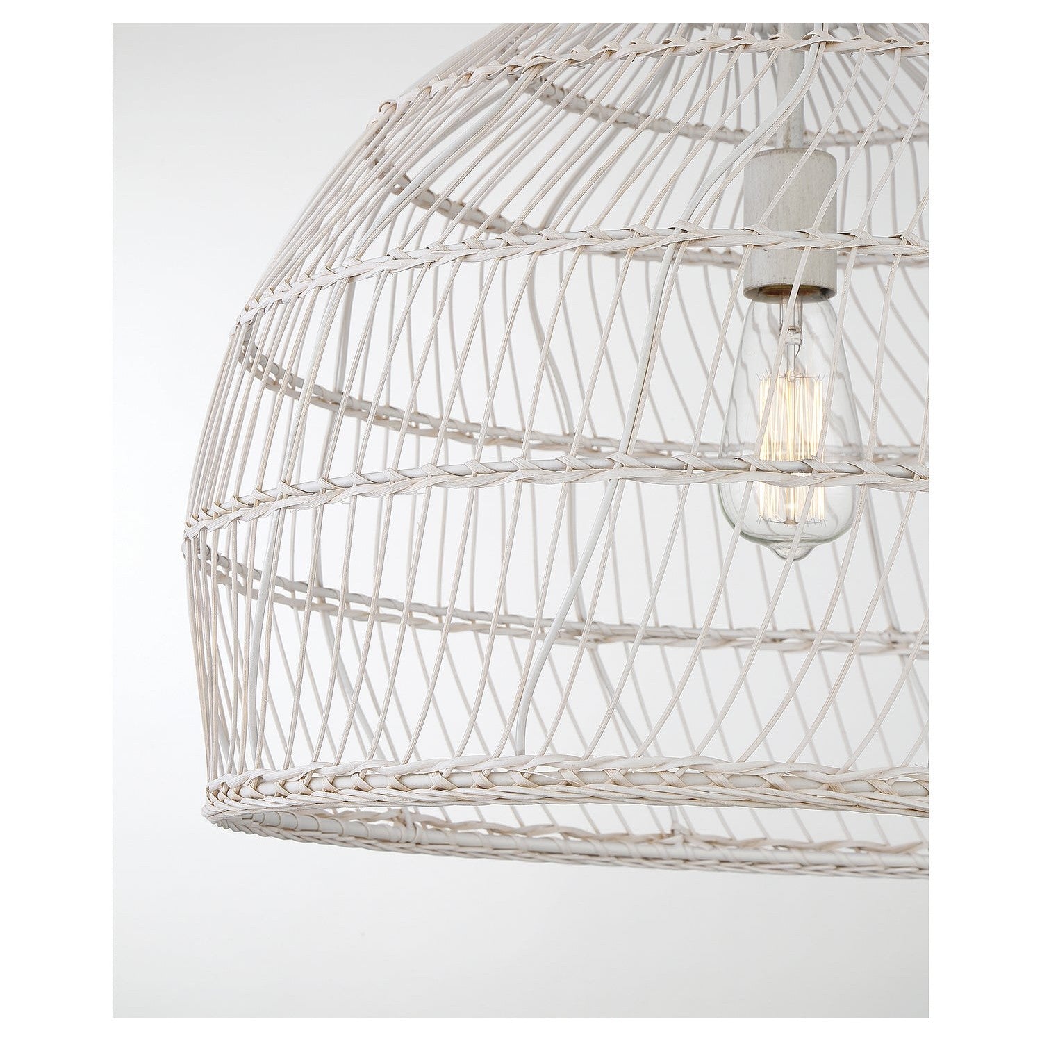 Meridian - M70106WR - One Light Pendant - White Rattan with a White Socket