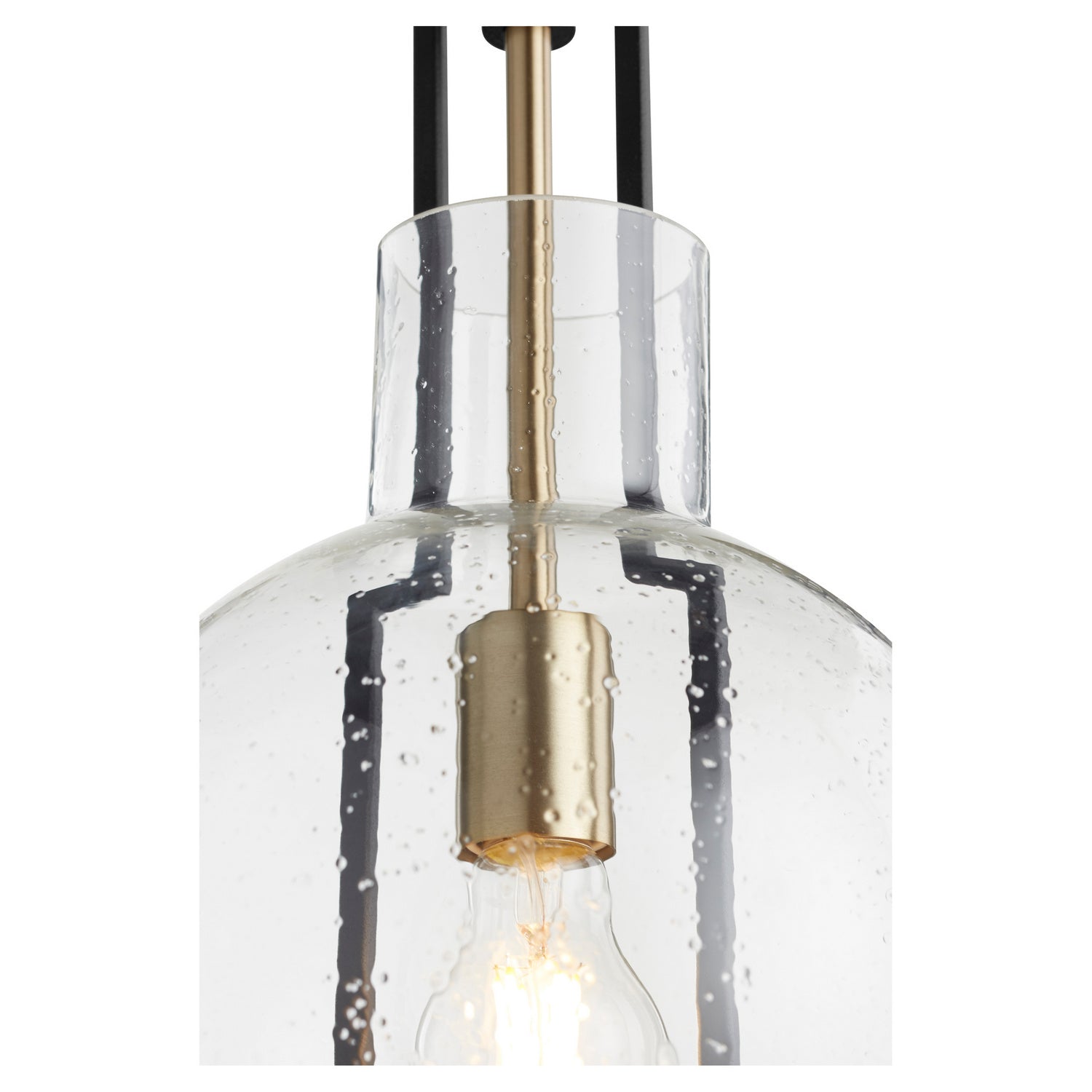 Quorum - 89-10-6980 - One Light Pendant - Textured Glass Pendants - Textured Black w/ Aged Brass