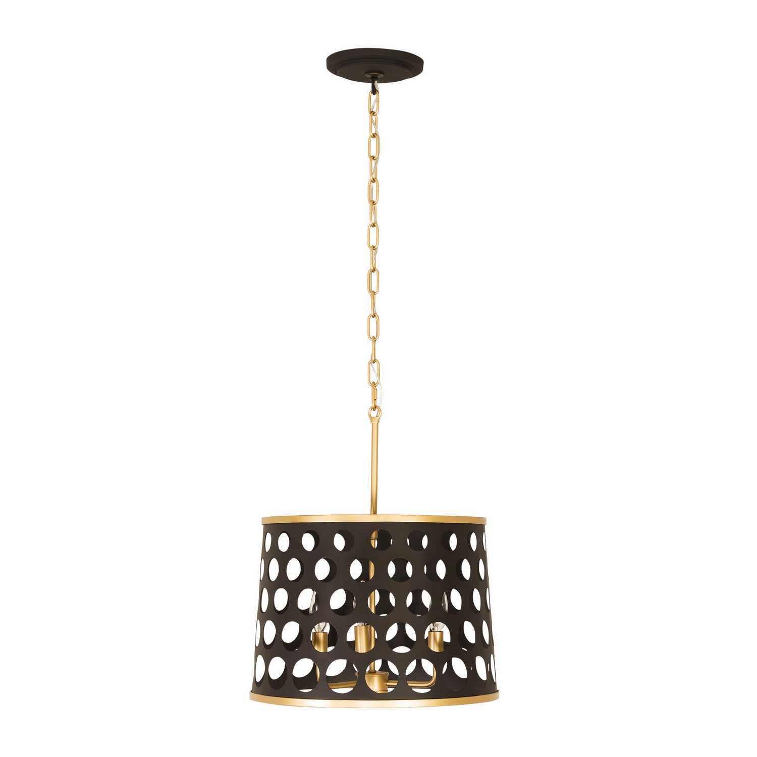 Varaluz - 346P03MBFG - Three Light Pendant/Semi-Flush Mount - Bailey - Matte Black/French Gold