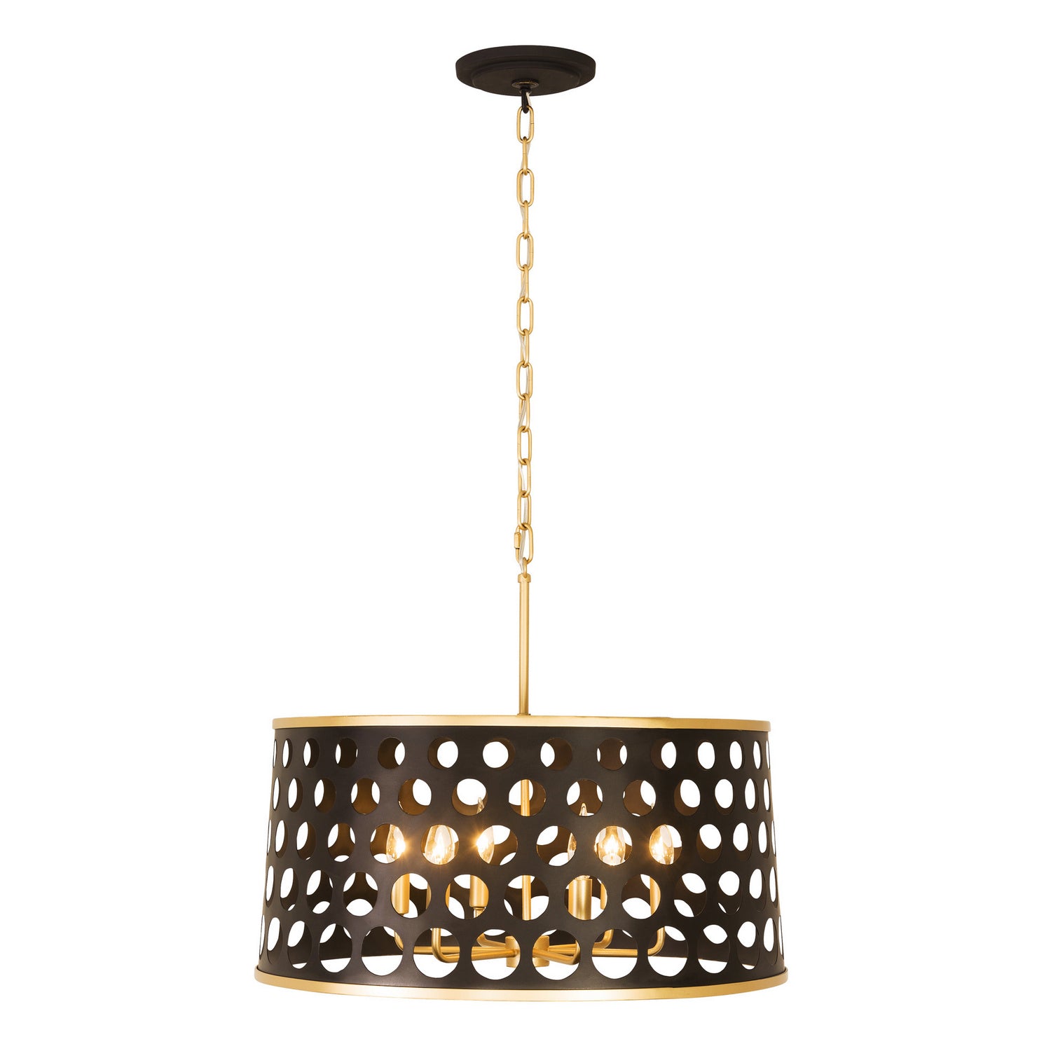 Varaluz - 346P06MBFG - Six Light Pendant - Bailey - Matte Black/French Gold