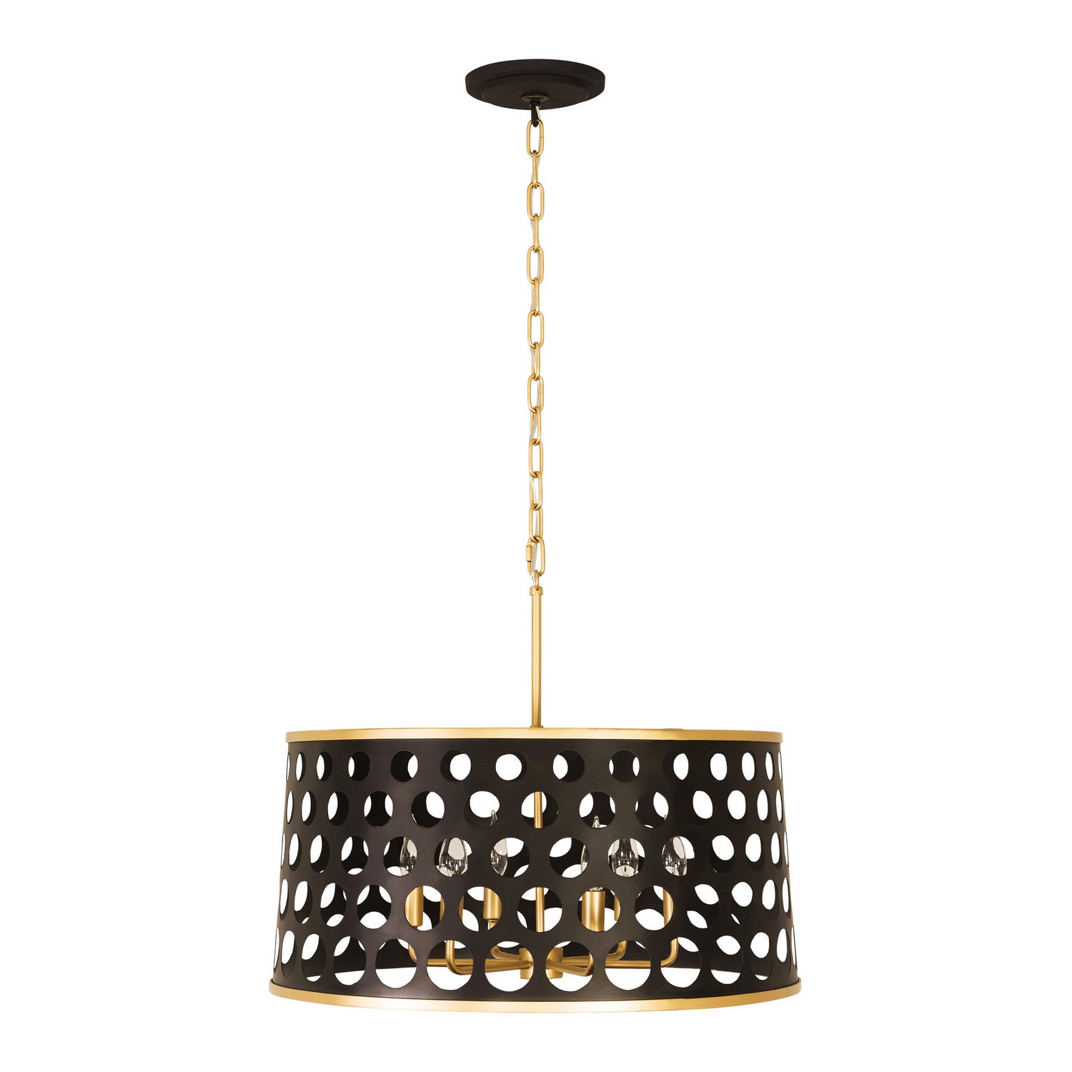 Varaluz - 346P06MBFG - Six Light Pendant - Bailey - Matte Black/French Gold