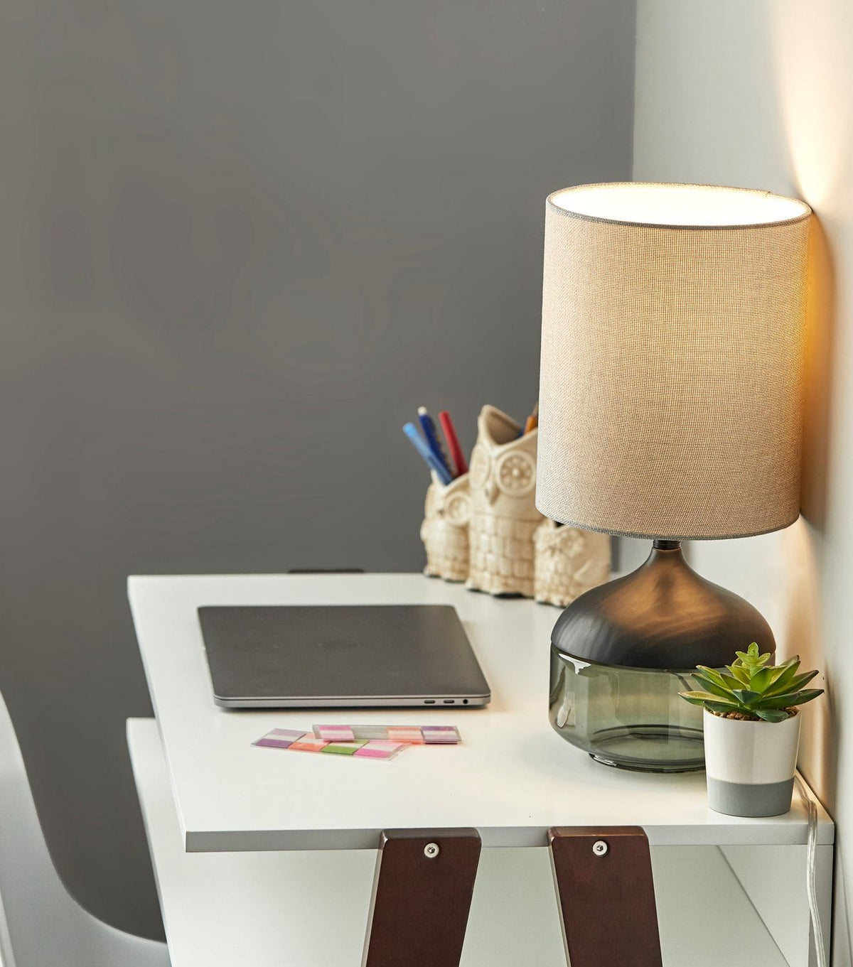 Adesso Home - 3526-01 - Table Lamp - Marina - Black Rubberwood W. Smoked Glass