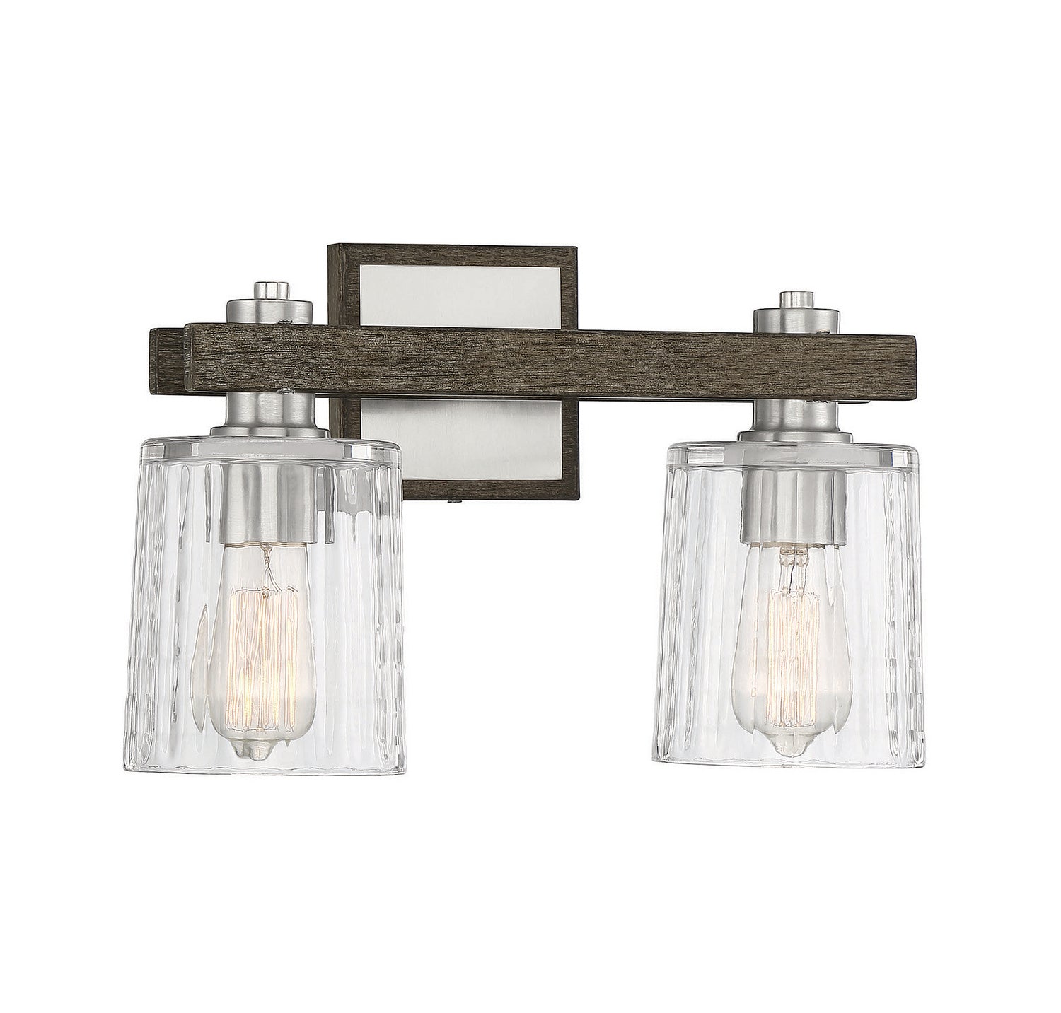 Savoy House - 8-1255-2-165 - Two Light Bath Bar - Halifax - Satin Nickel with Gray Wood