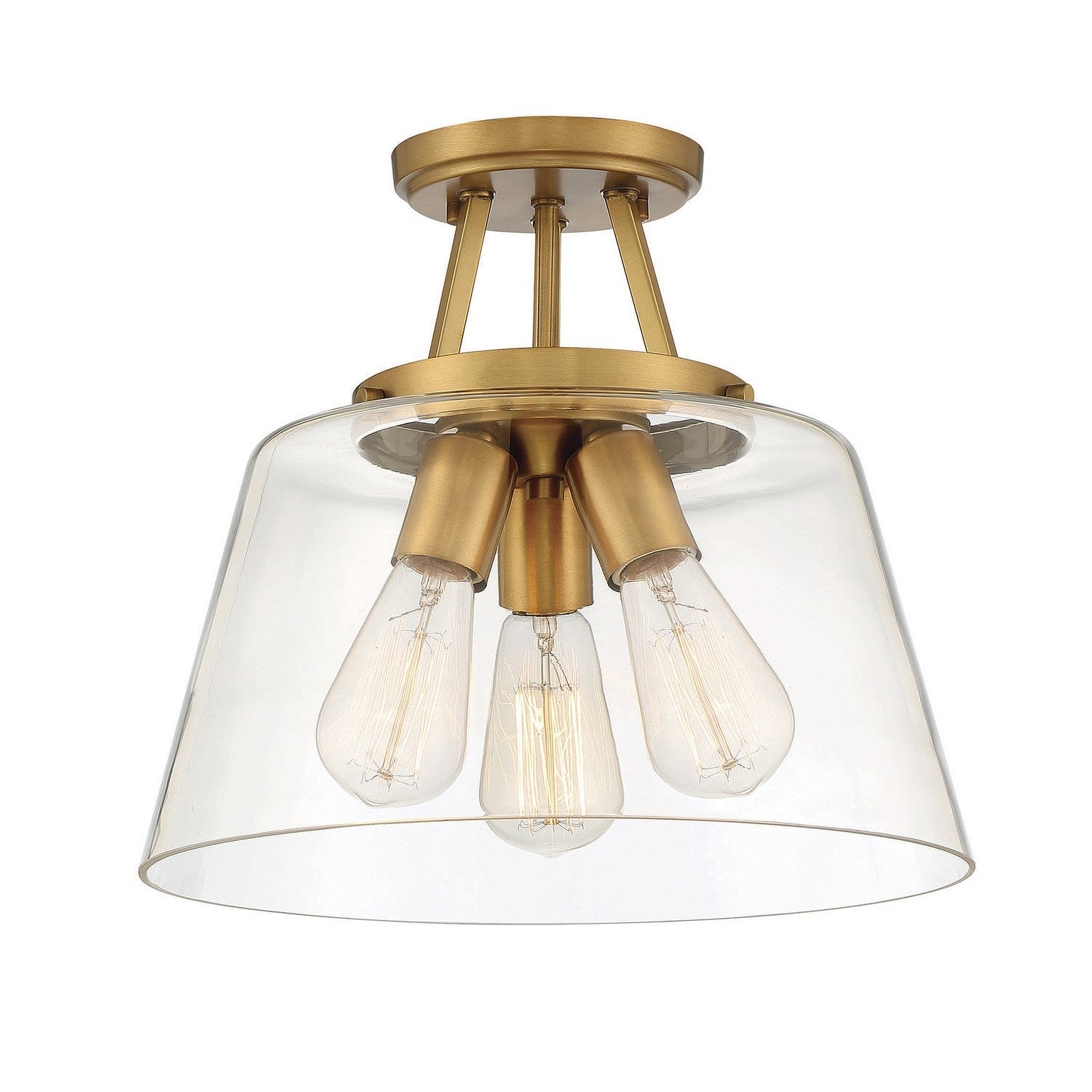 Savoy House - 6-1024-3-322 - Three Light Semi-Flush Mount - Calhoun - Warm Brass