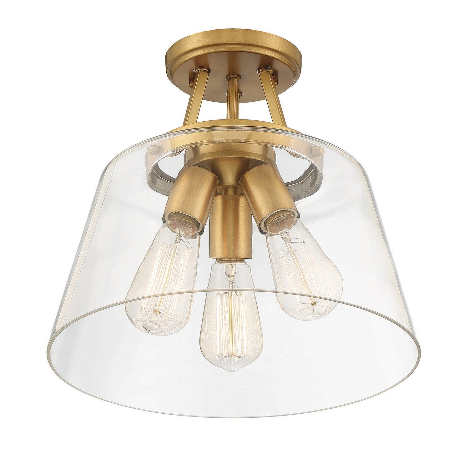 Savoy House - 6-1024-3-322 - Three Light Semi-Flush Mount - Calhoun - Warm Brass