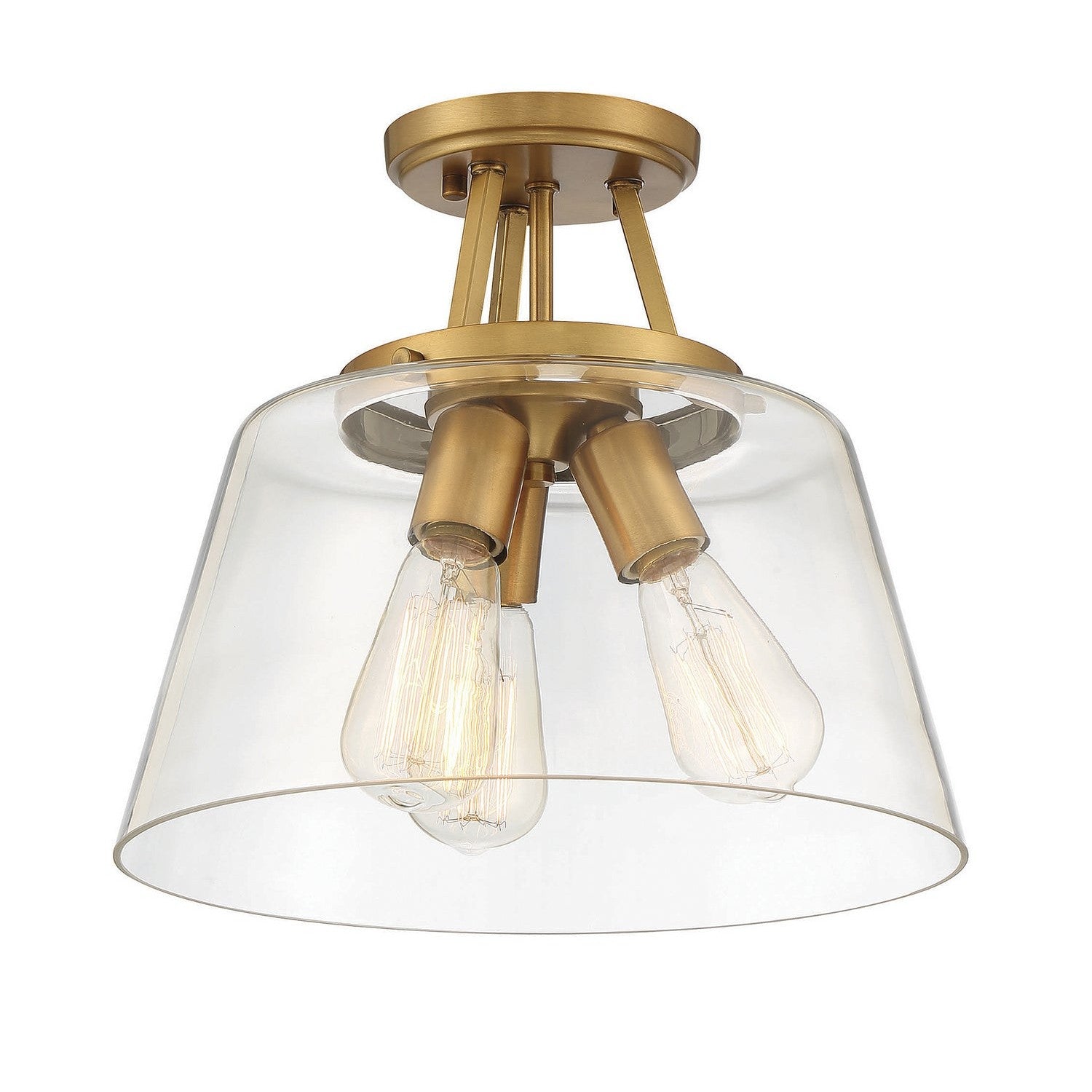 Savoy House - 6-1024-3-322 - Three Light Semi-Flush Mount - Calhoun - Warm Brass