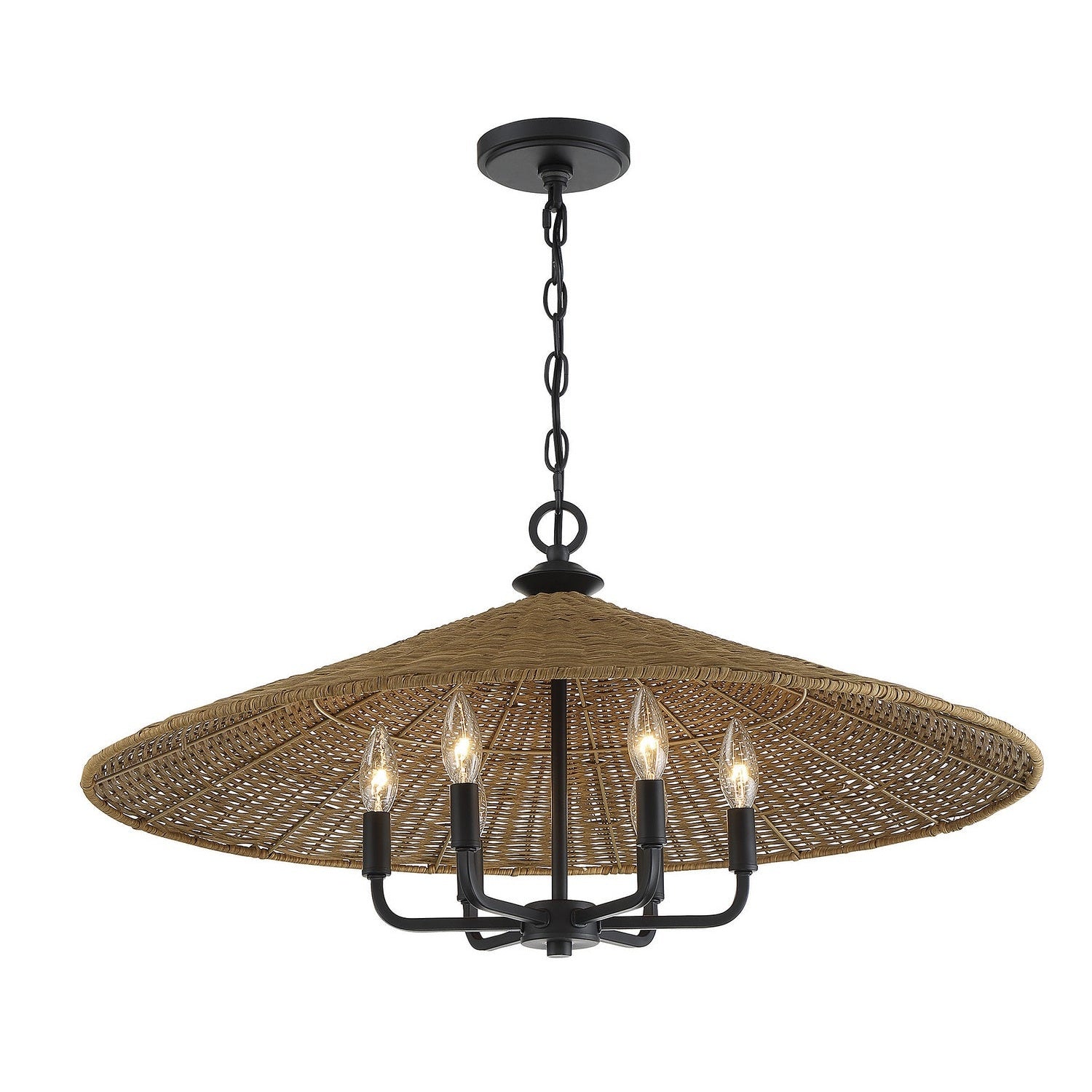 Savoy House - 7-7772-6-180 - Six Light Pendant - Eman - Matte Black with Dark Rattan