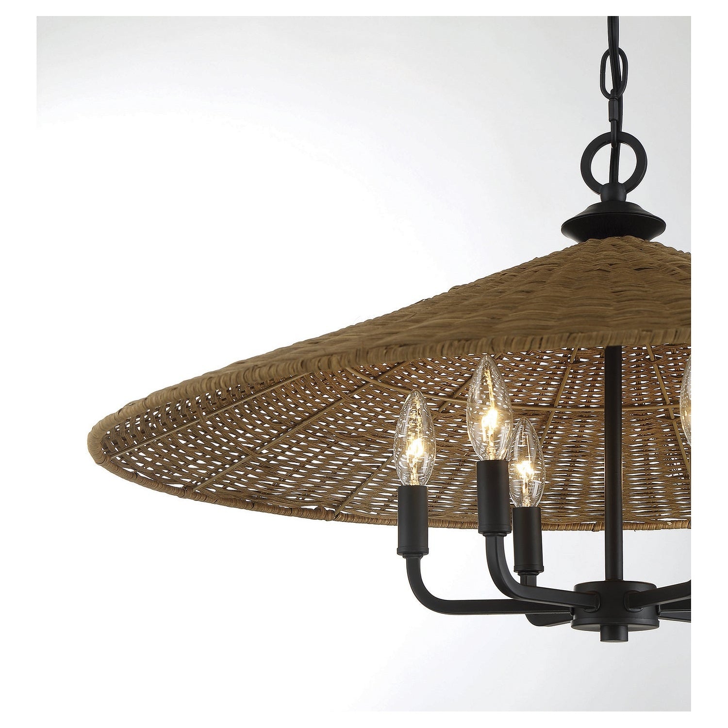 Savoy House - 7-7772-6-180 - Six Light Pendant - Eman - Matte Black with Dark Rattan