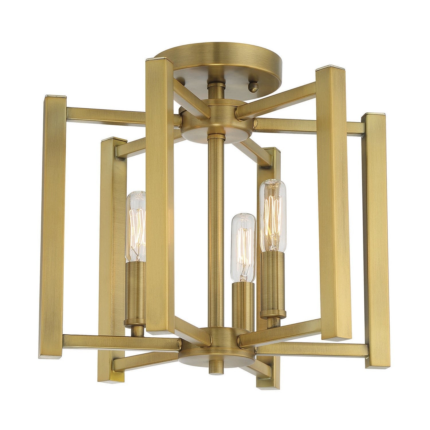 Savoy House - 6-7702-3-322 - Three Light Semi-Flush Mount - Benson - Warm Brass