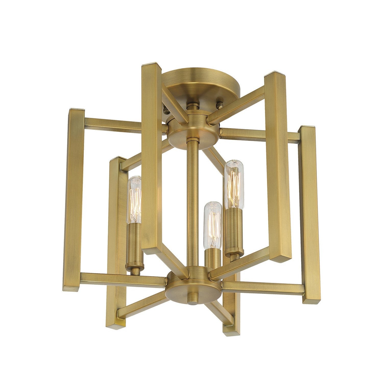 Savoy House - 6-7702-3-322 - Three Light Semi-Flush Mount - Benson - Warm Brass