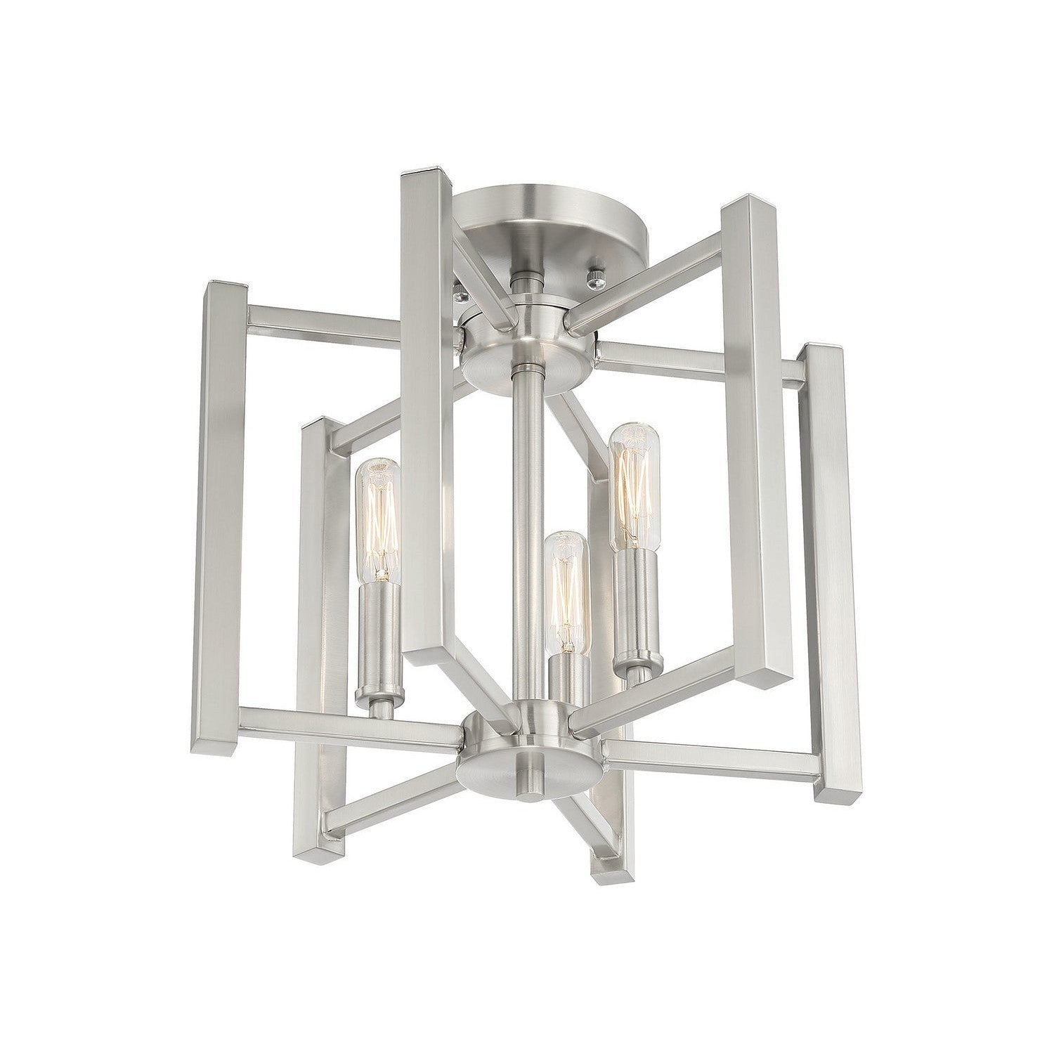 Savoy House - 6-7702-3-SN - Three Light Semi-Flush Mount - Benson - Satin Nickel