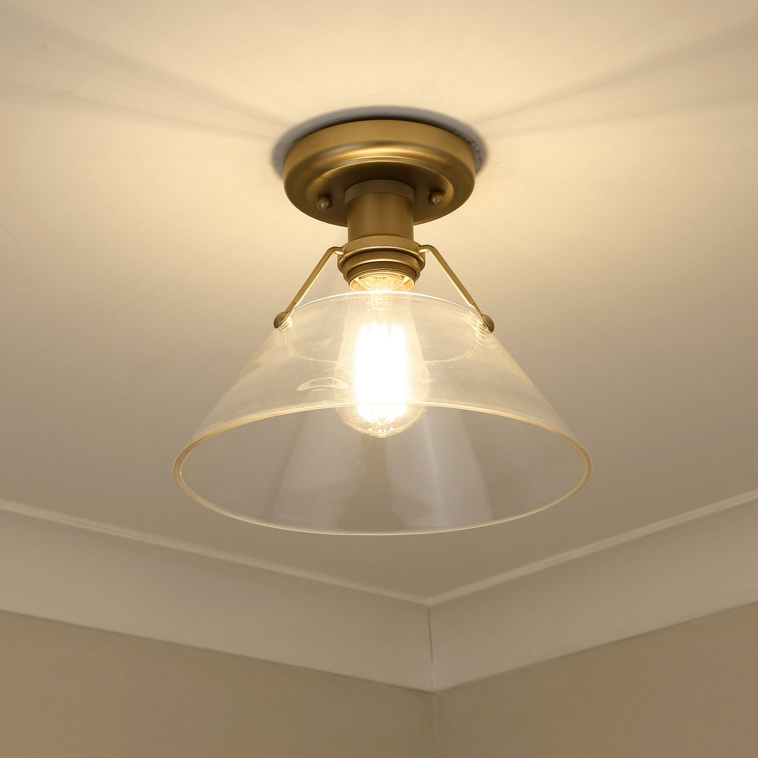Golden - 3306-FM BCB-CLR - One Light Flush Mount - Orwell - Brushed Champagne Bronze