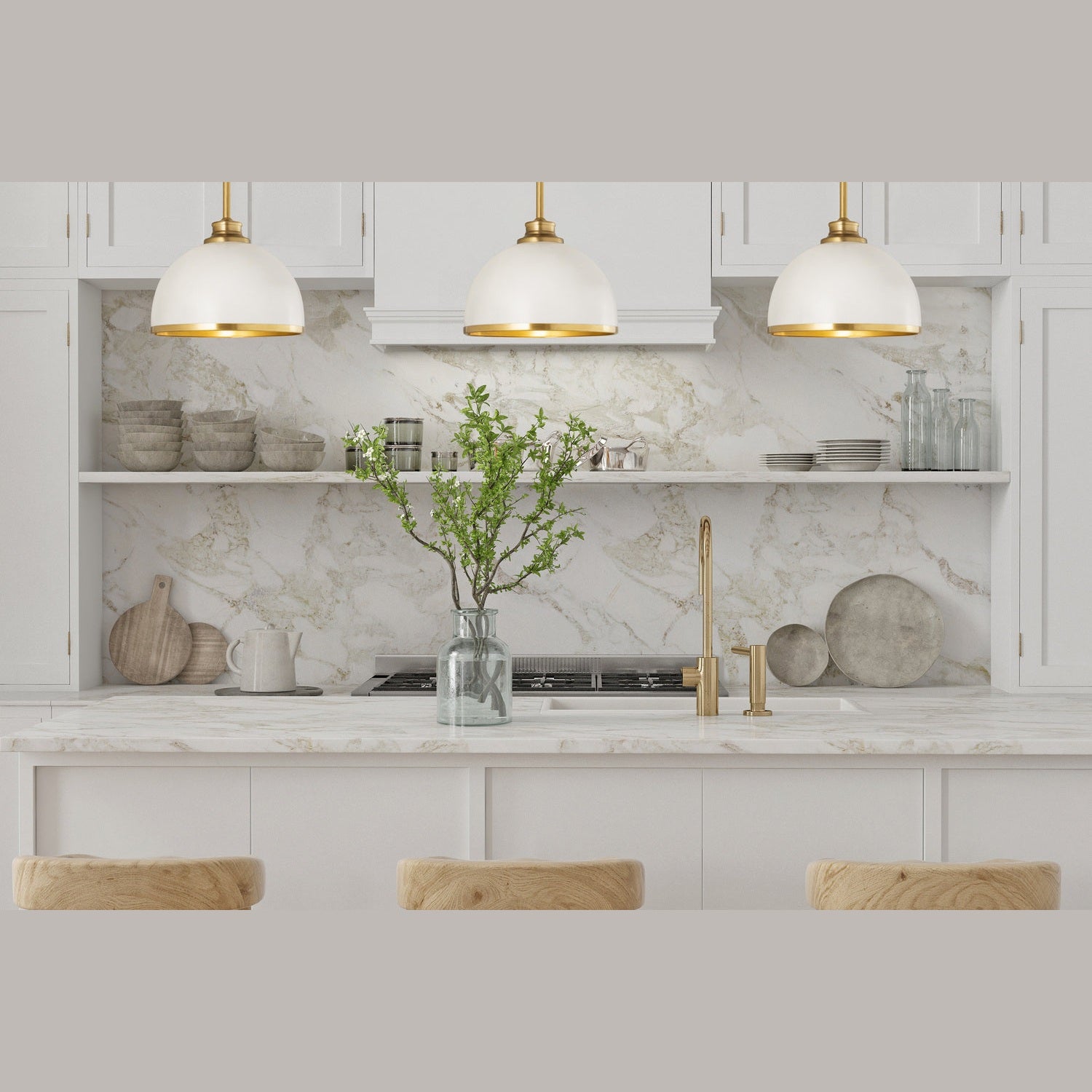 Z-Lite - 1004P10-MW-RB - One Light Pendant - Landry - Matte White + Rubbed Brass