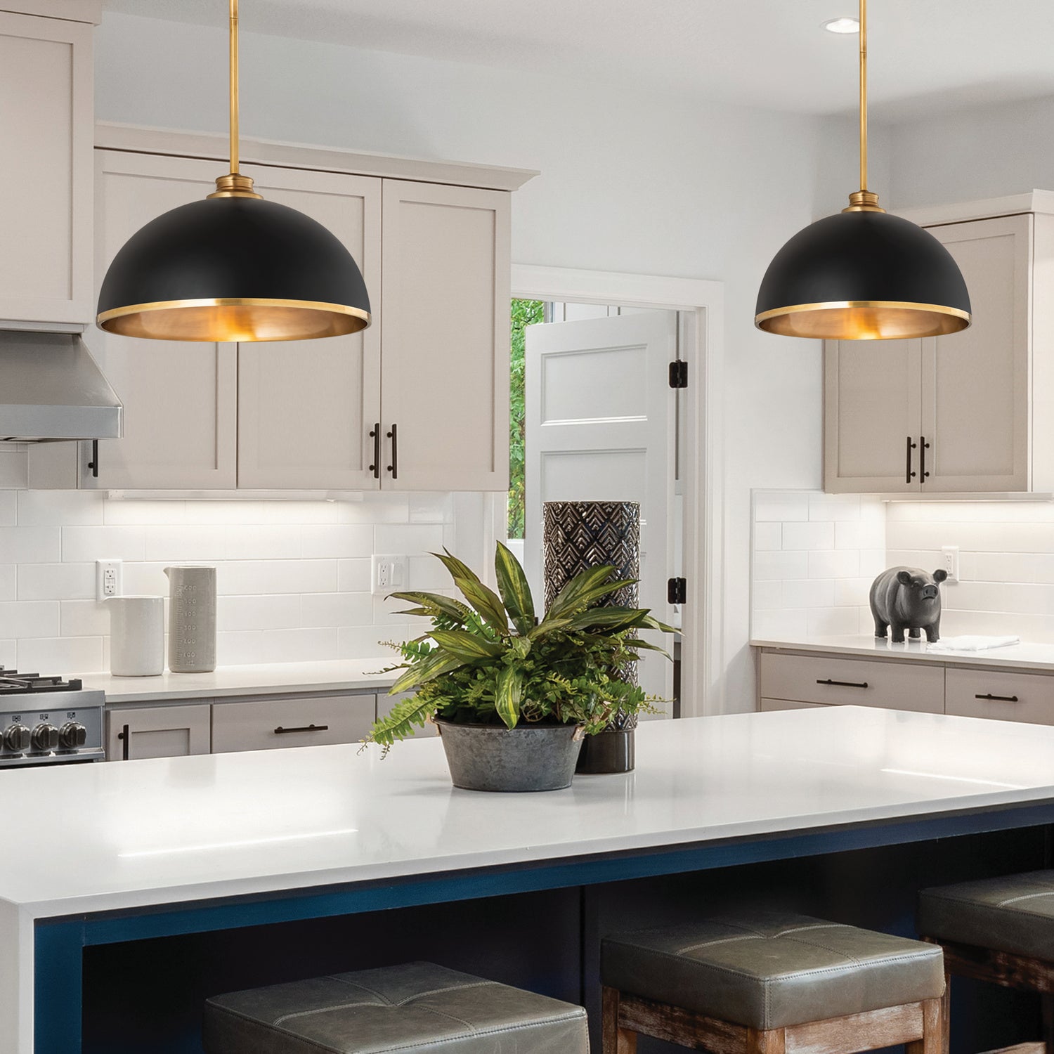 Z-Lite - 1004P14-MB-RB - One Light Pendant - Landry - Matte Black + Rubbed Brass