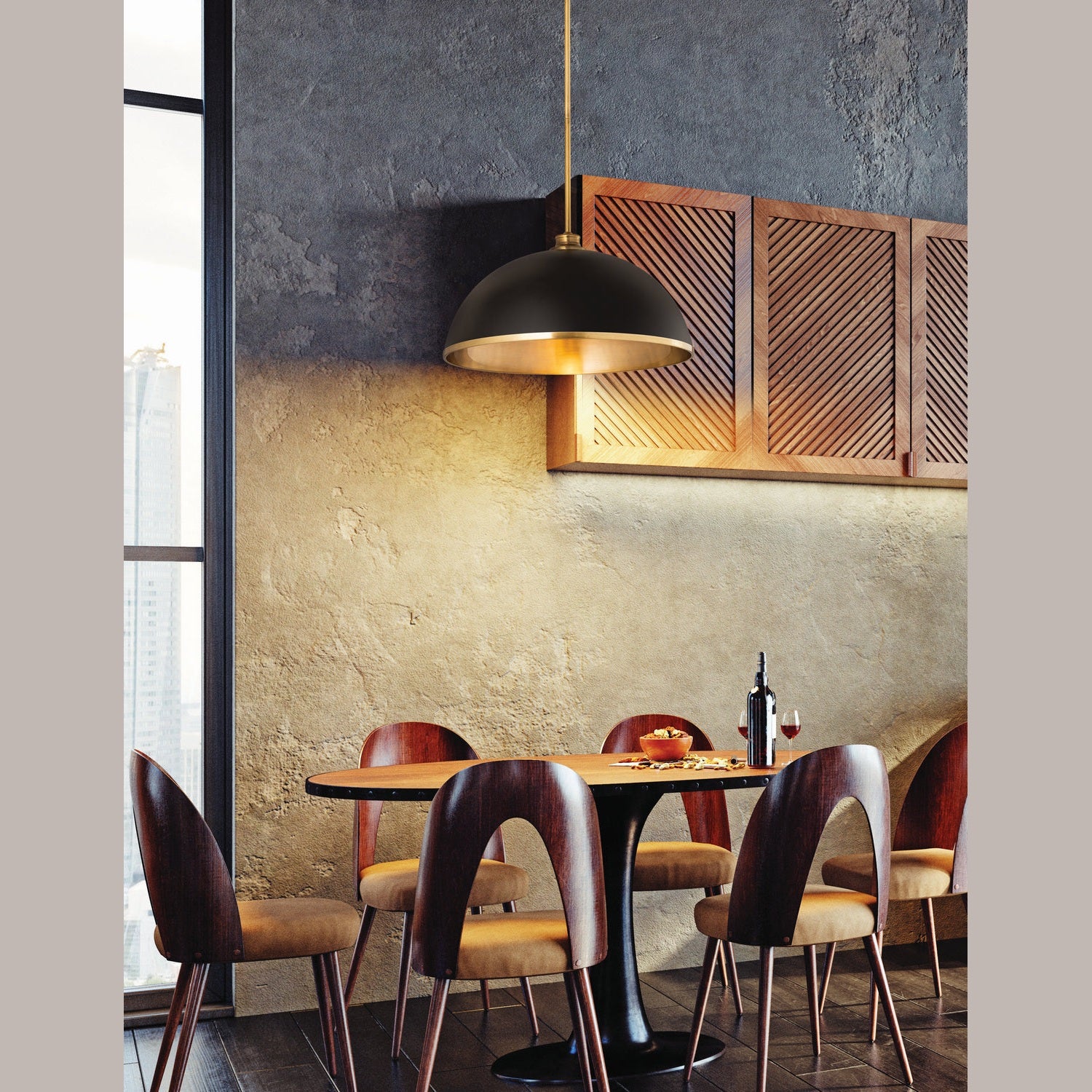 Z-Lite - 1004P20-MB-RB - One Light Pendant - Landry - Matte Black + Rubbed Brass