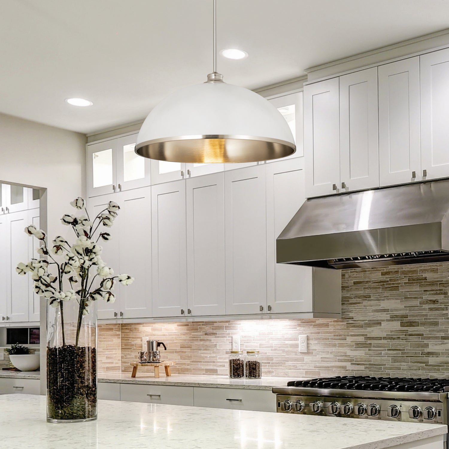 Z-Lite - 1004P20-MW-BN - One Light Pendant - Landry - Matte White + Brushed Nickel