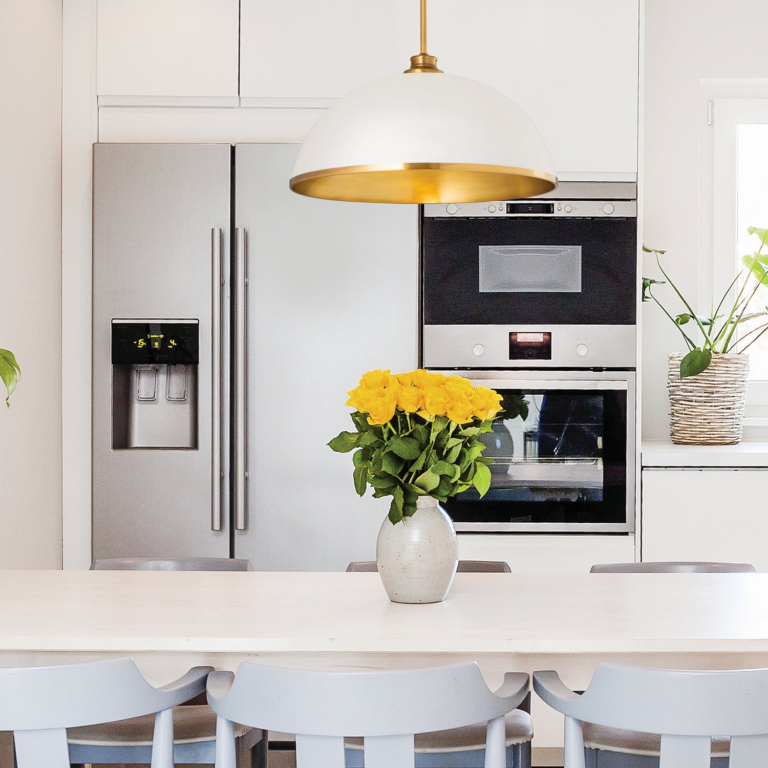 Z-Lite - 1004P20-MW-RB - One Light Pendant - Landry - Matte White + Rubbed Brass