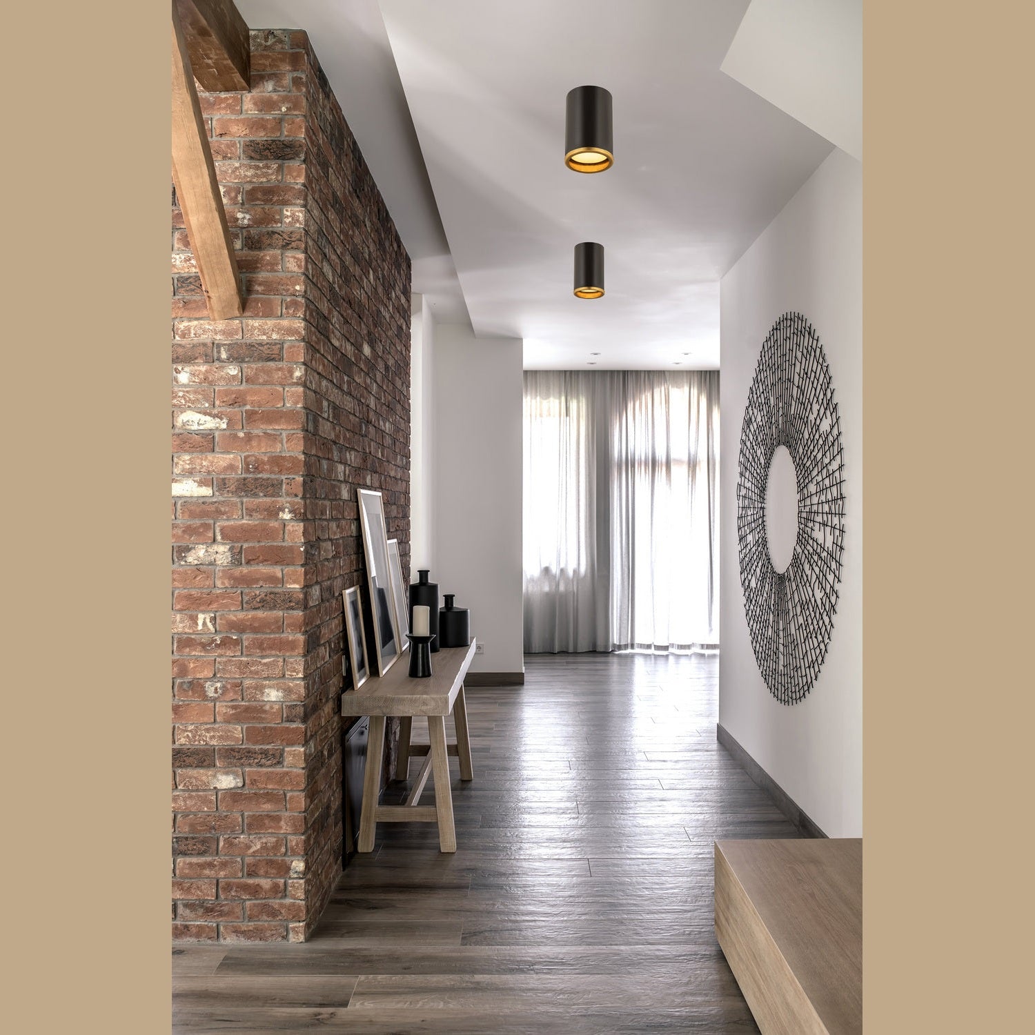 Z-Lite - 2303F1-MB-RB - One Light Flush Mount - Arlo - Matte Black + Rubbed Brass