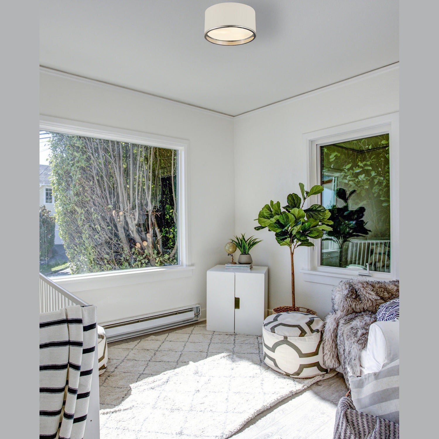 Z-Lite - 2303F2-MW-CH - Two Light Flush Mount - Arlo - Matte White + Chrome