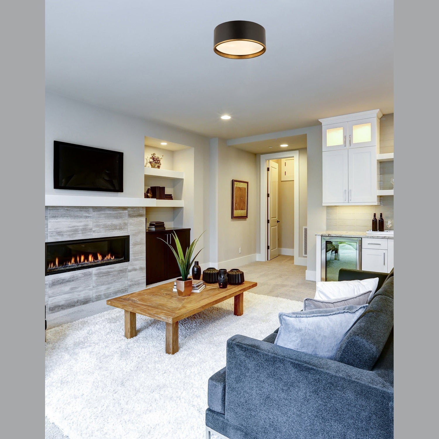 Z-Lite - 2303F3-MB-RB - Three Light Flush Mount - Arlo - Matte Black + Rubbed Brass