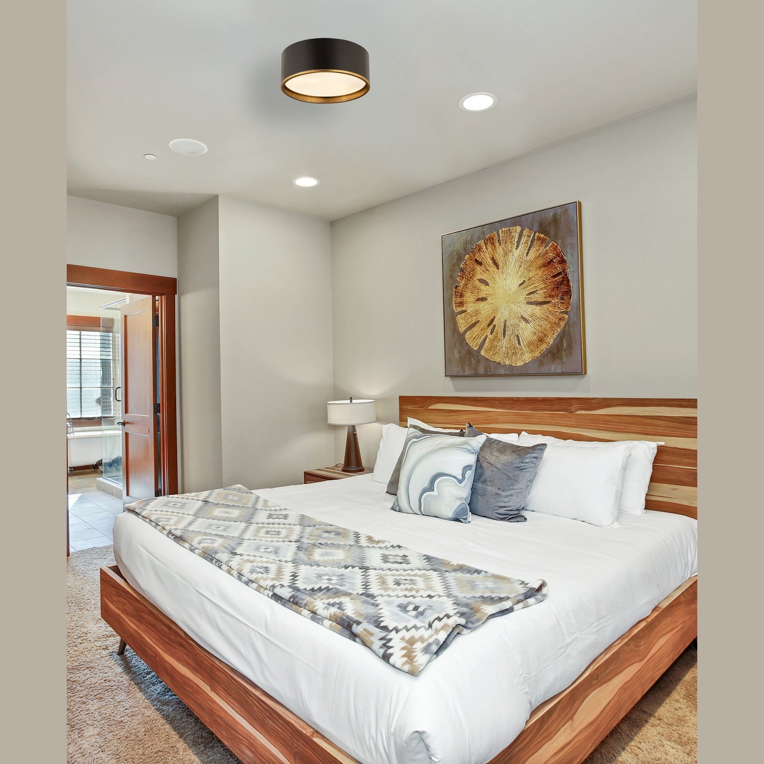 Z-Lite - 2303F3-MB-RB - Three Light Flush Mount - Arlo - Matte Black + Rubbed Brass