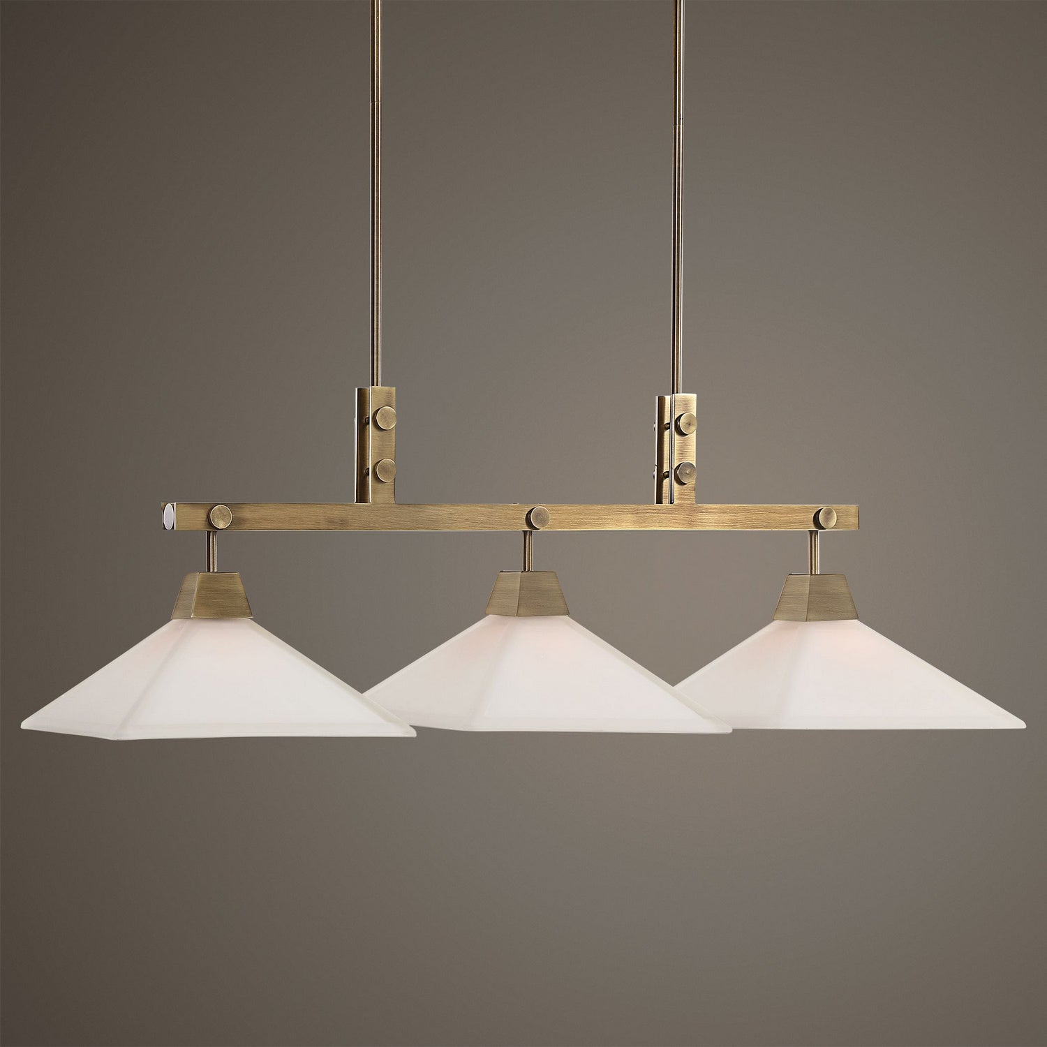 Uttermost - 21346 - Three Light Linear Chandelier - Brookdale - Aged Brass